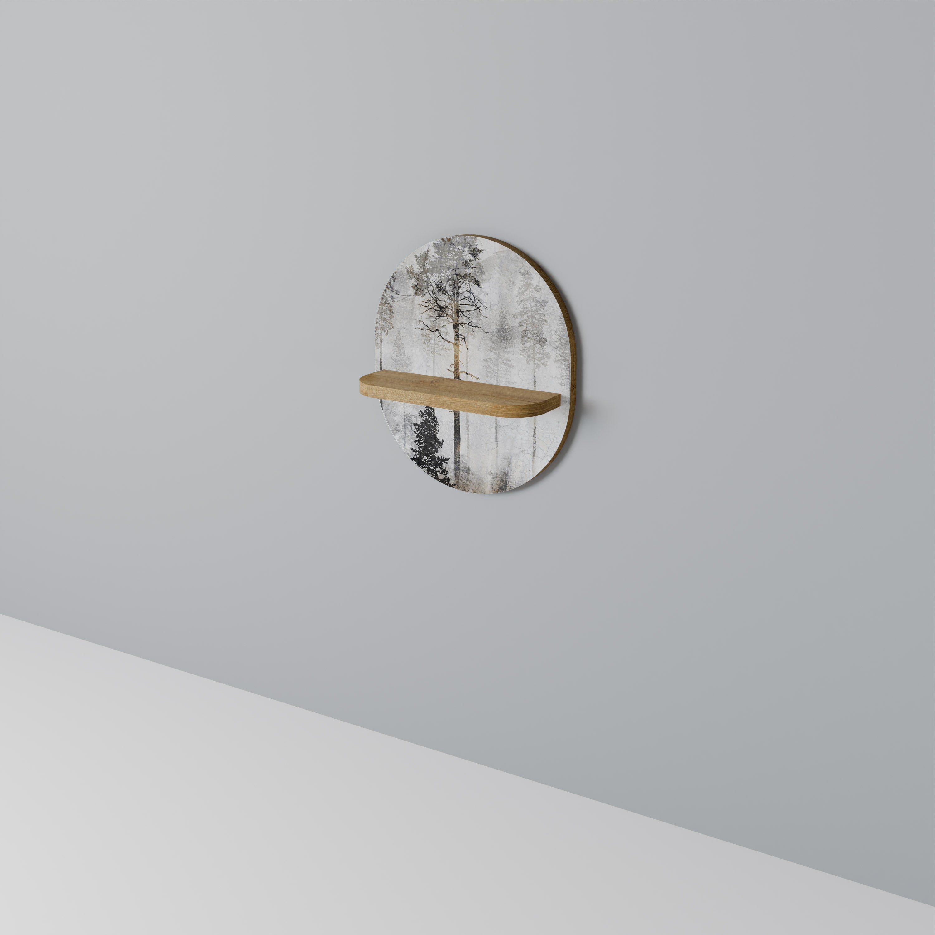 FADE IN THE TREES Prateleira Oval Decorativa em Efeito Carvalho