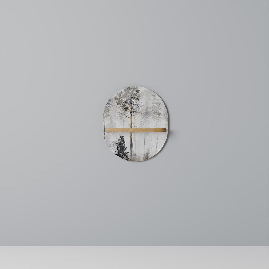 FADE IN THE TREES Oval Art Shelf In Oak Effect