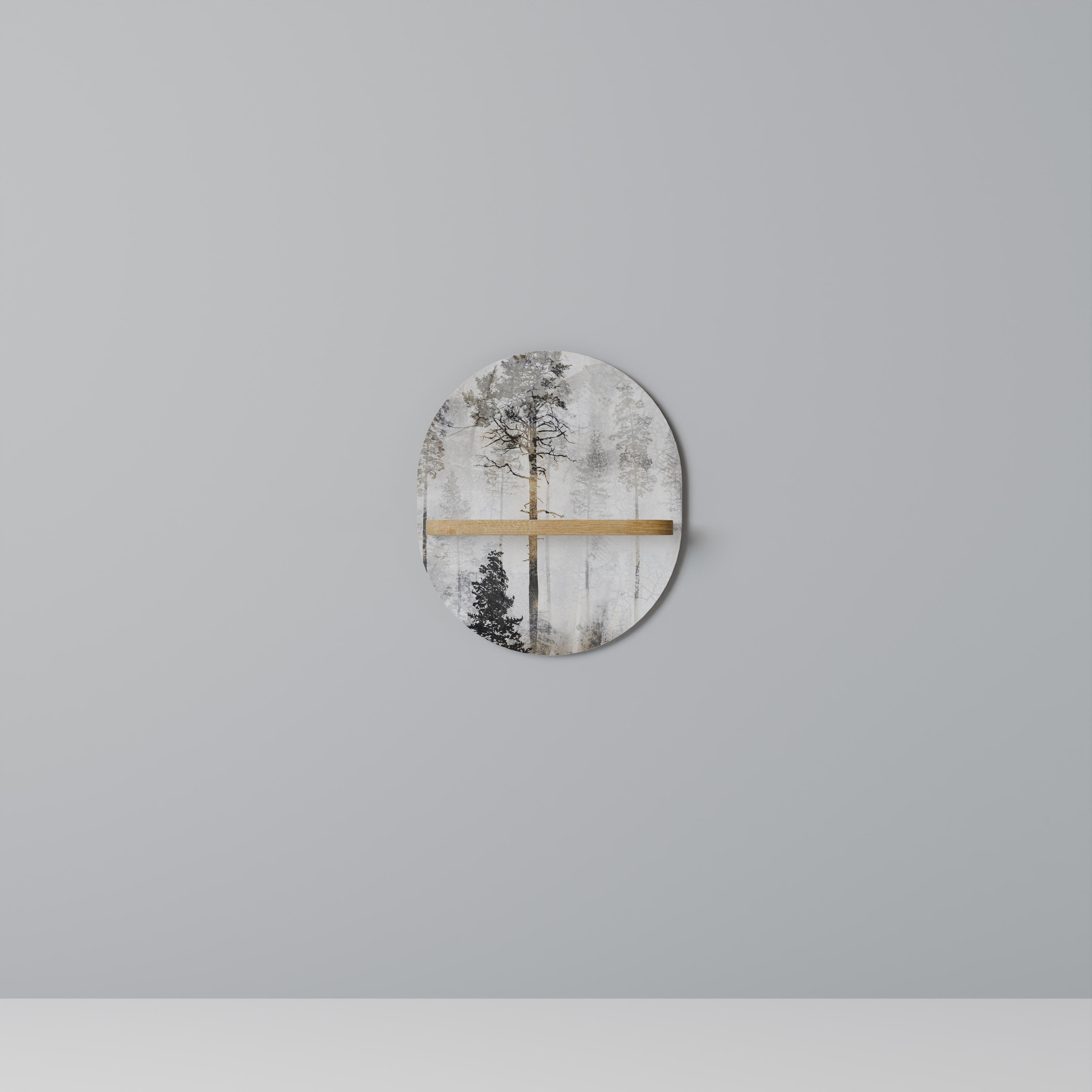 FADE IN THE TREES Prateleira Oval Decorativa em Efeito Carvalho