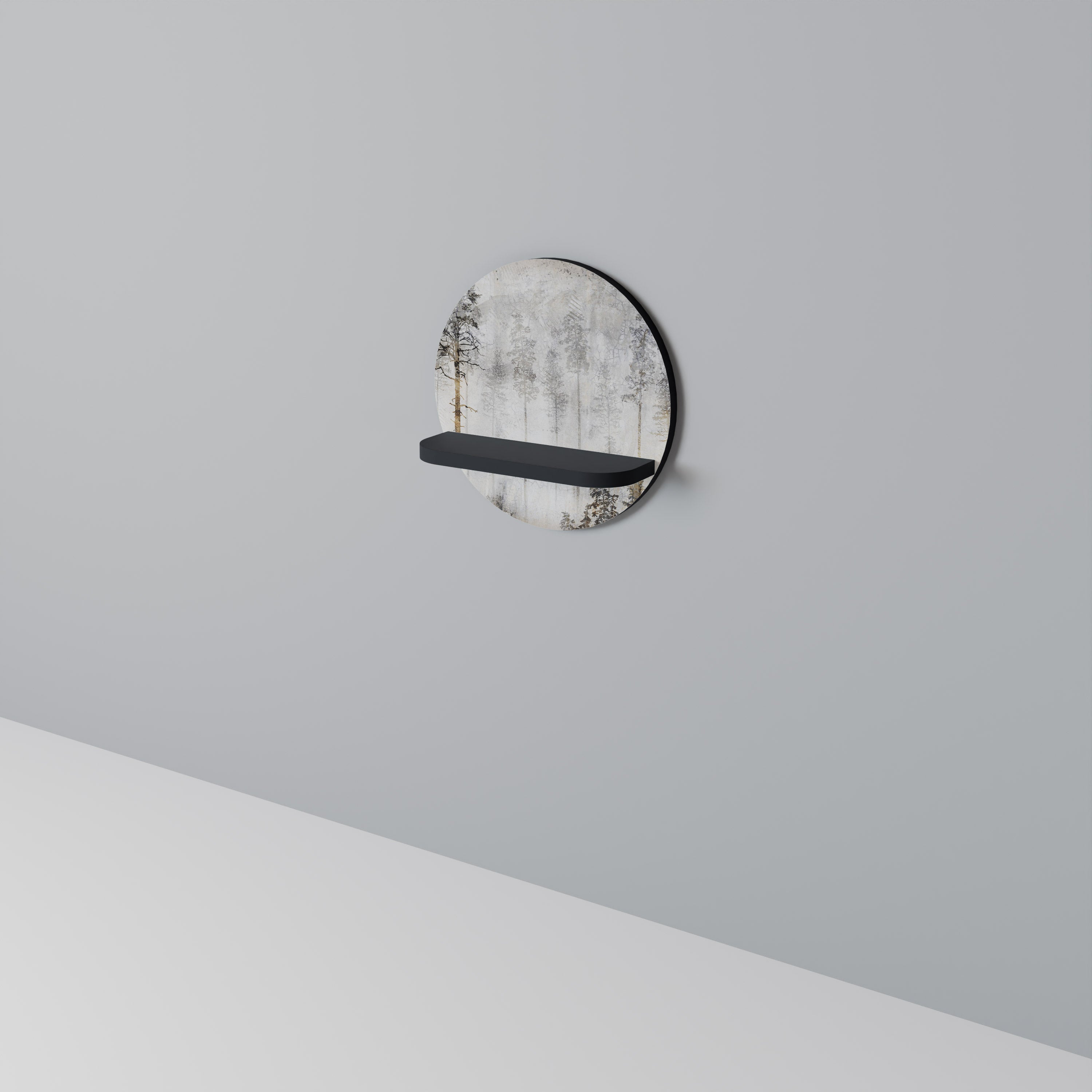 FADE IN THE TREES Prateleira Redonda Decorativa em Acabamento Preto