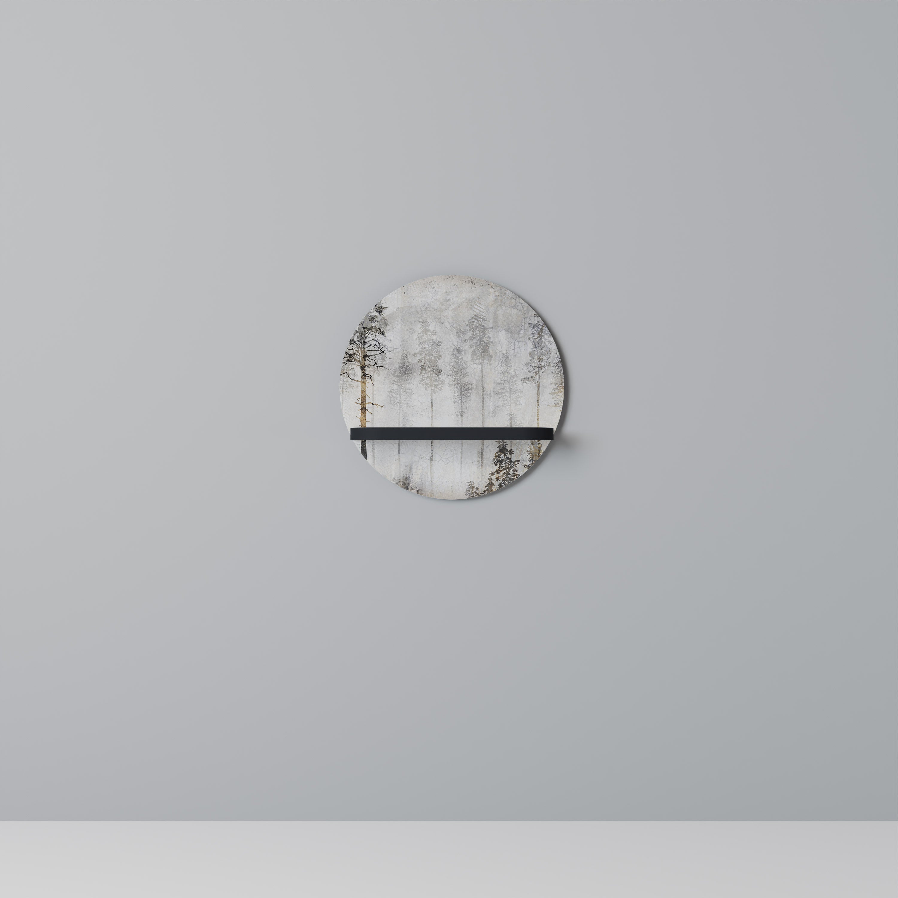 FADE IN THE TREES Prateleira Redonda Decorativa em Acabamento Preto