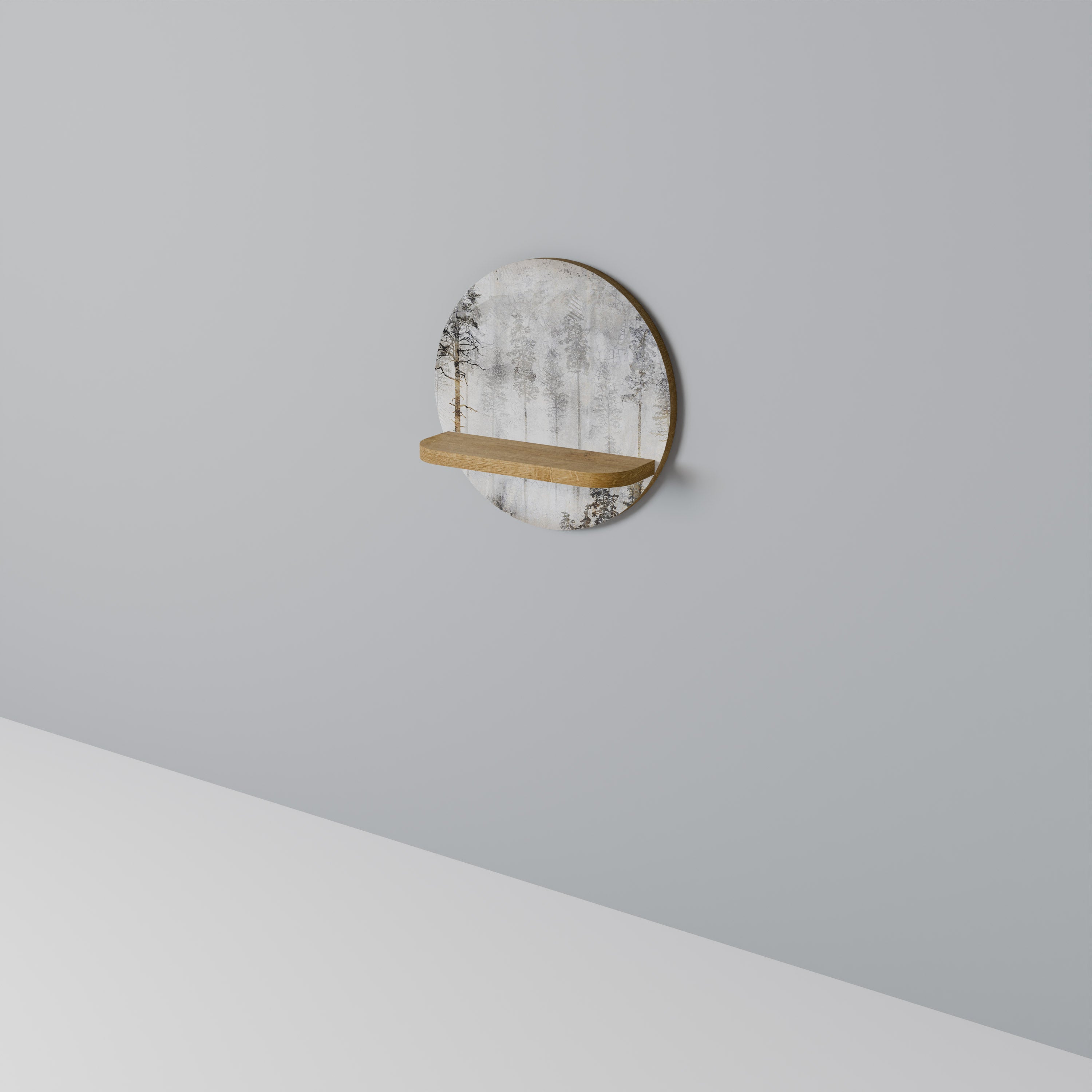 FADE IN THE TREES Prateleira Redonda Decorativa em Efeito Carvalho