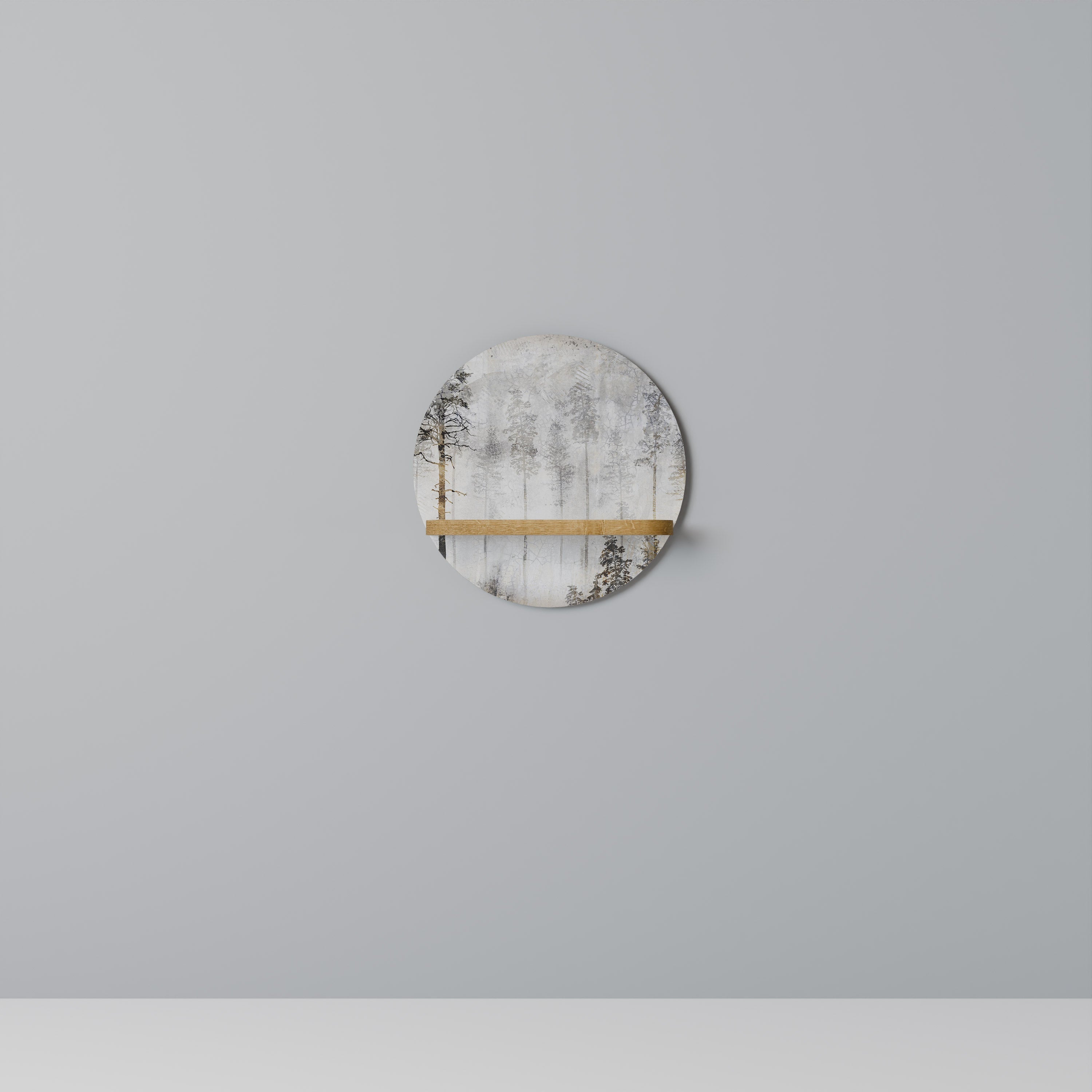 FADE IN THE TREES Prateleira Redonda Decorativa em Efeito Carvalho