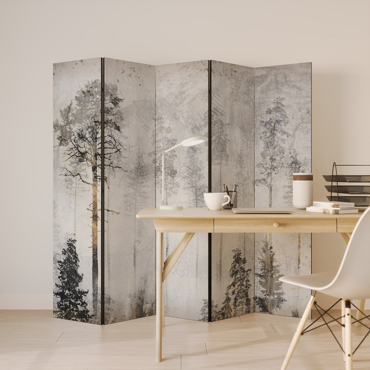 FADE IN THE TREES 5-Panel Room Divider