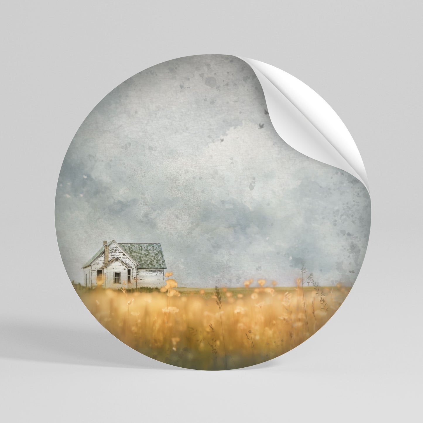 FIELDS OF FADING LIGHT Peel and Stick Round Sticker