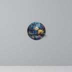 MIDNIGHT BLOSSOM Prateleira Redonda Decorativa em Acabamento Preto