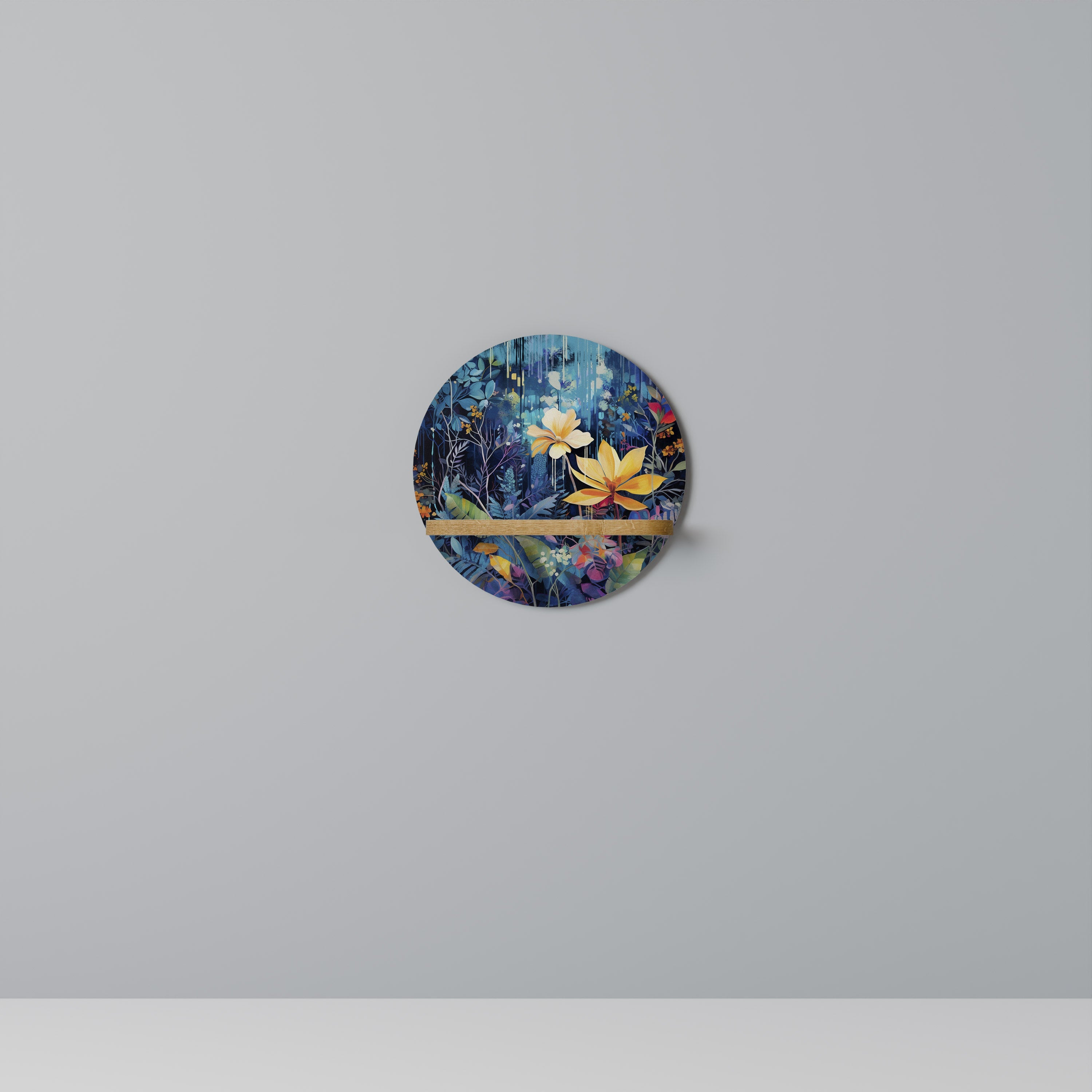 MIDNIGHT BLOSSOM Prateleira Redonda Decorativa em Efeito Carvalho