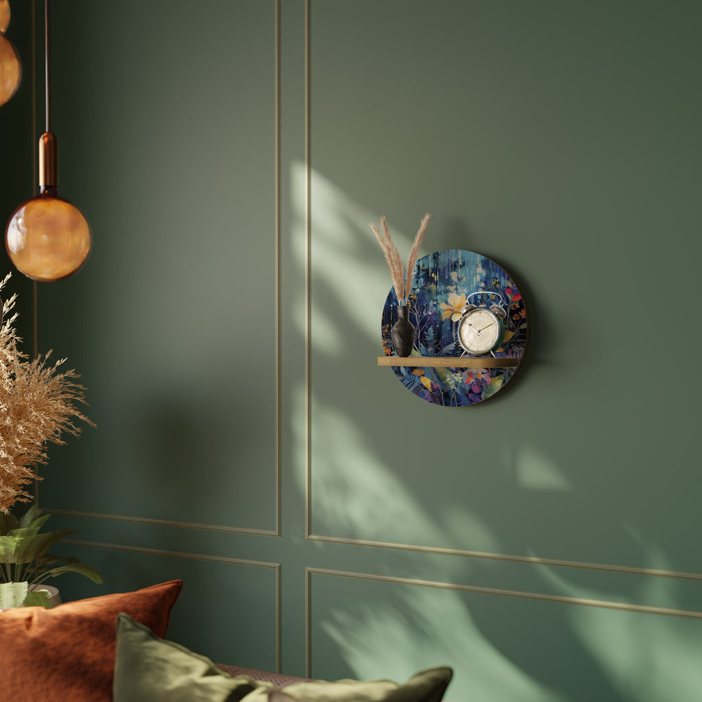 MIDNIGHT BLOSSOM Prateleira Redonda Decorativa em Efeito Carvalho