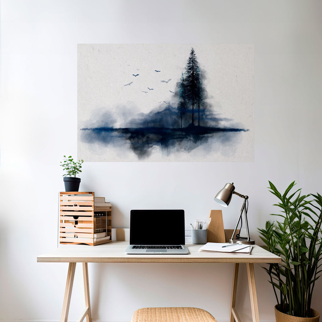 MISTY RECOLLECTION Peel and Stick Horizontal Poster