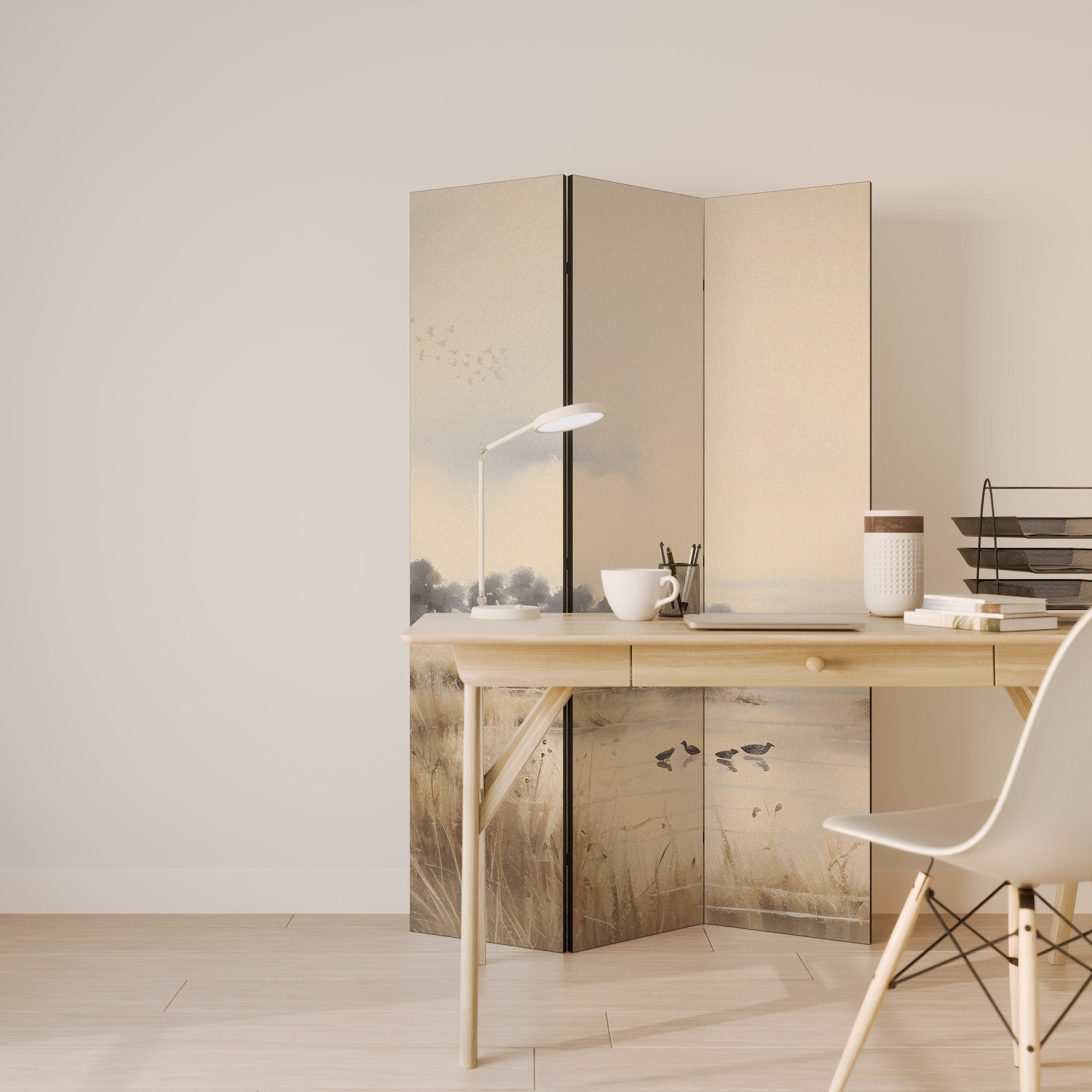 LAKESIDE NOSTALGY Biombo Decorativo de 3 Painéis