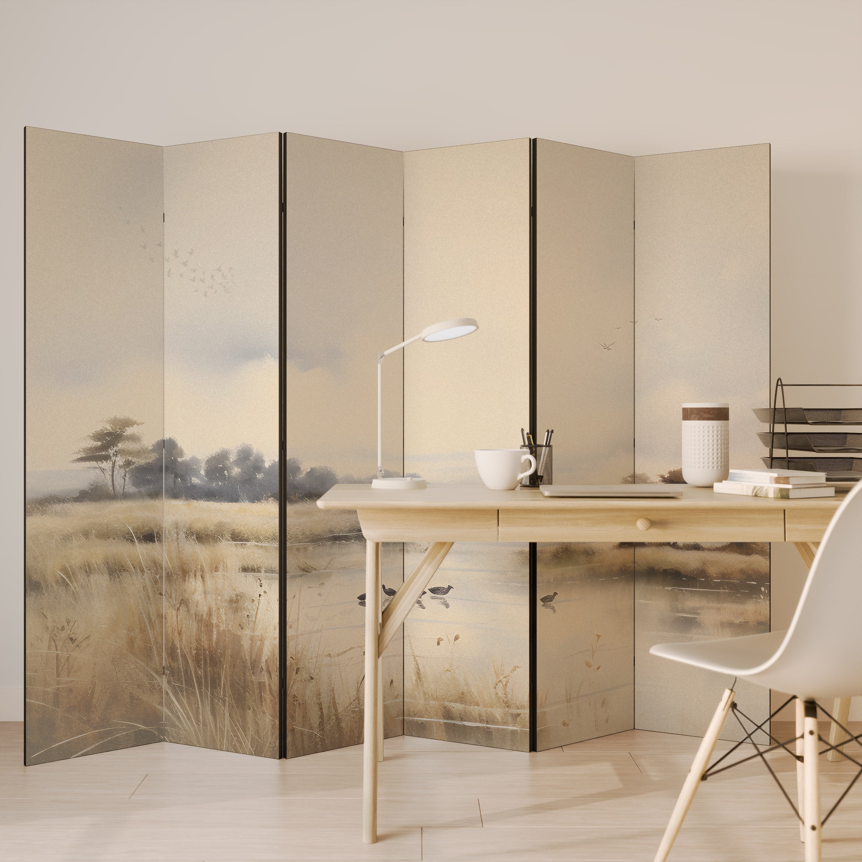 LAKESIDE NOSTALGY Biombo Decorativo de 6 Painéis