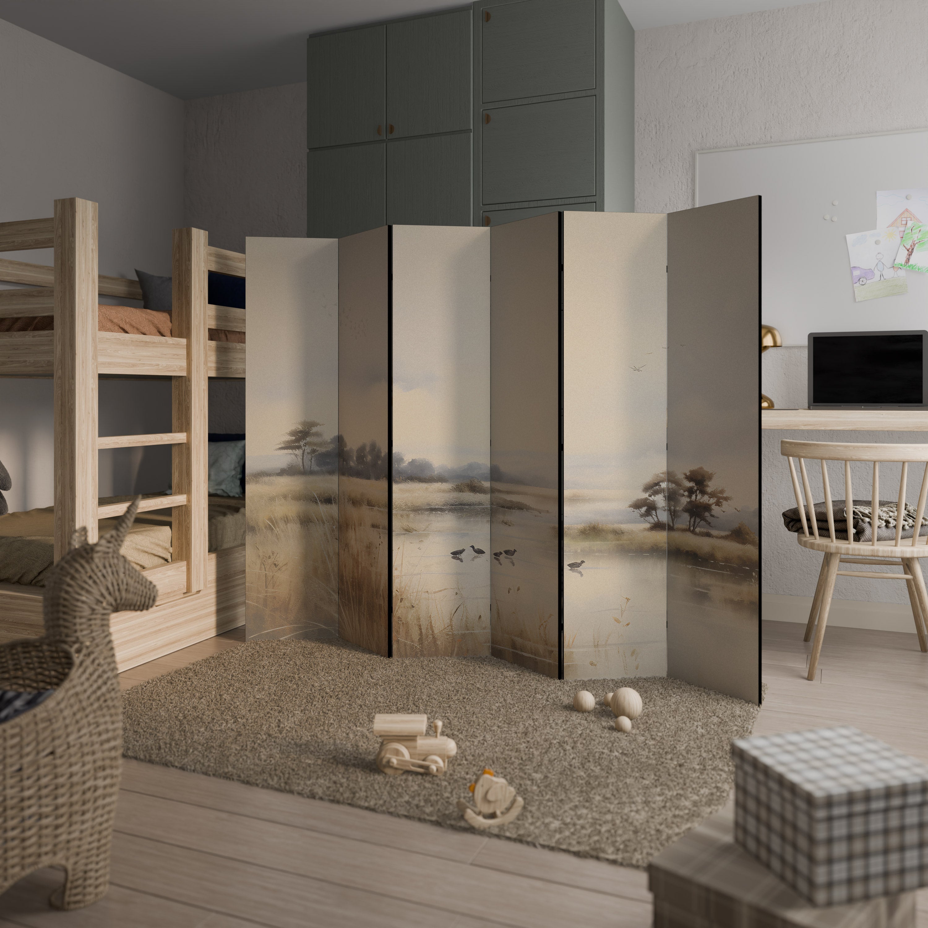 LAKESIDE NOSTALGY 6-Panel Room Divider