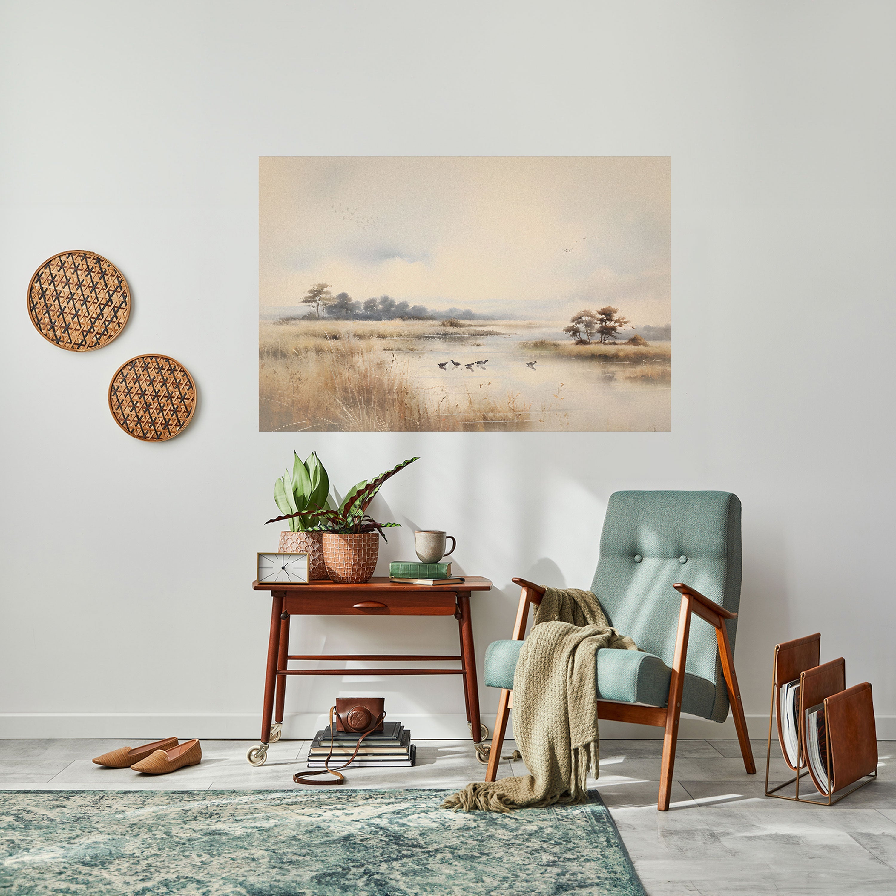 LAKESIDE NOSTALGY Peel and Stick Horizontal Poster