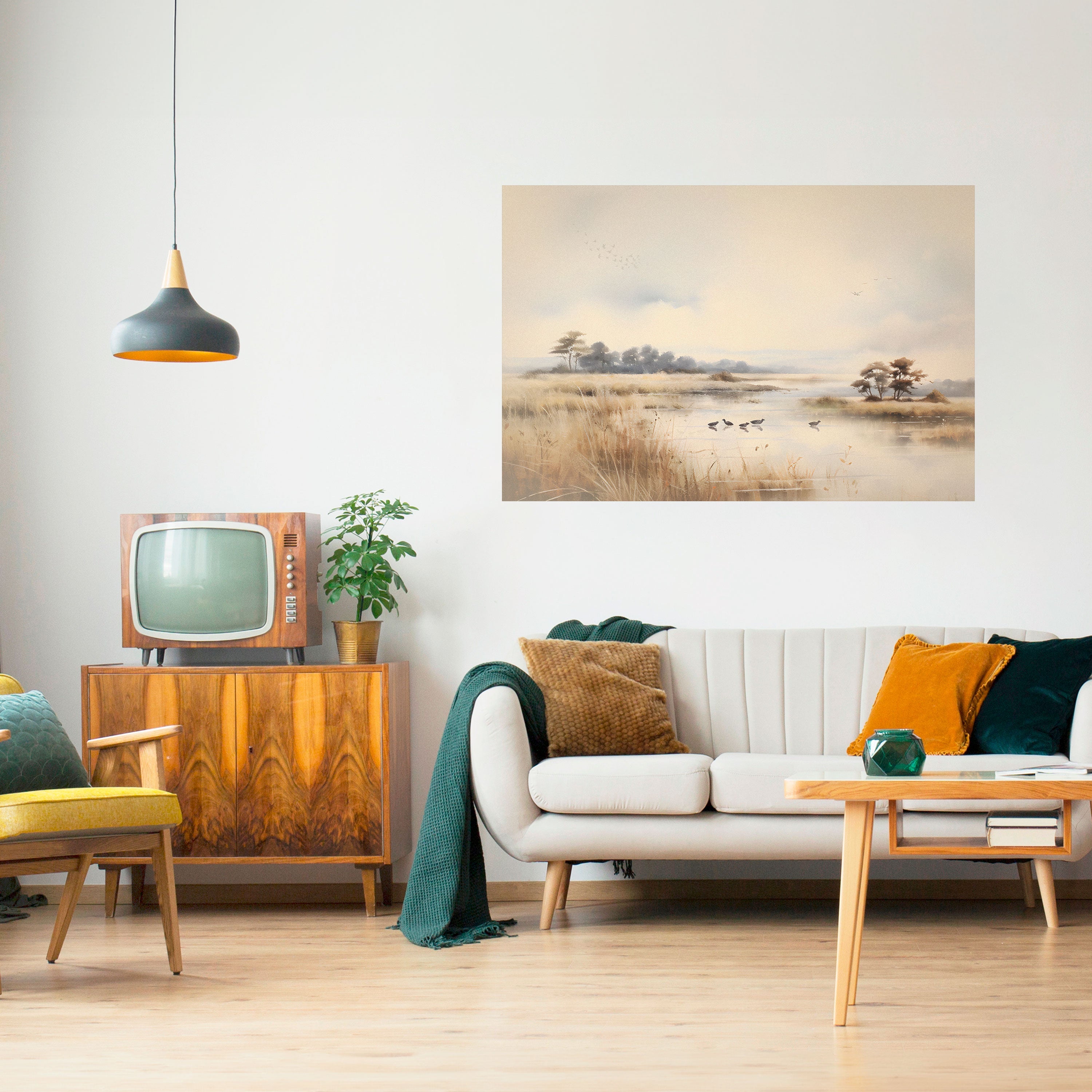 LAKESIDE NOSTALGY Peel and Stick Horizontal Poster