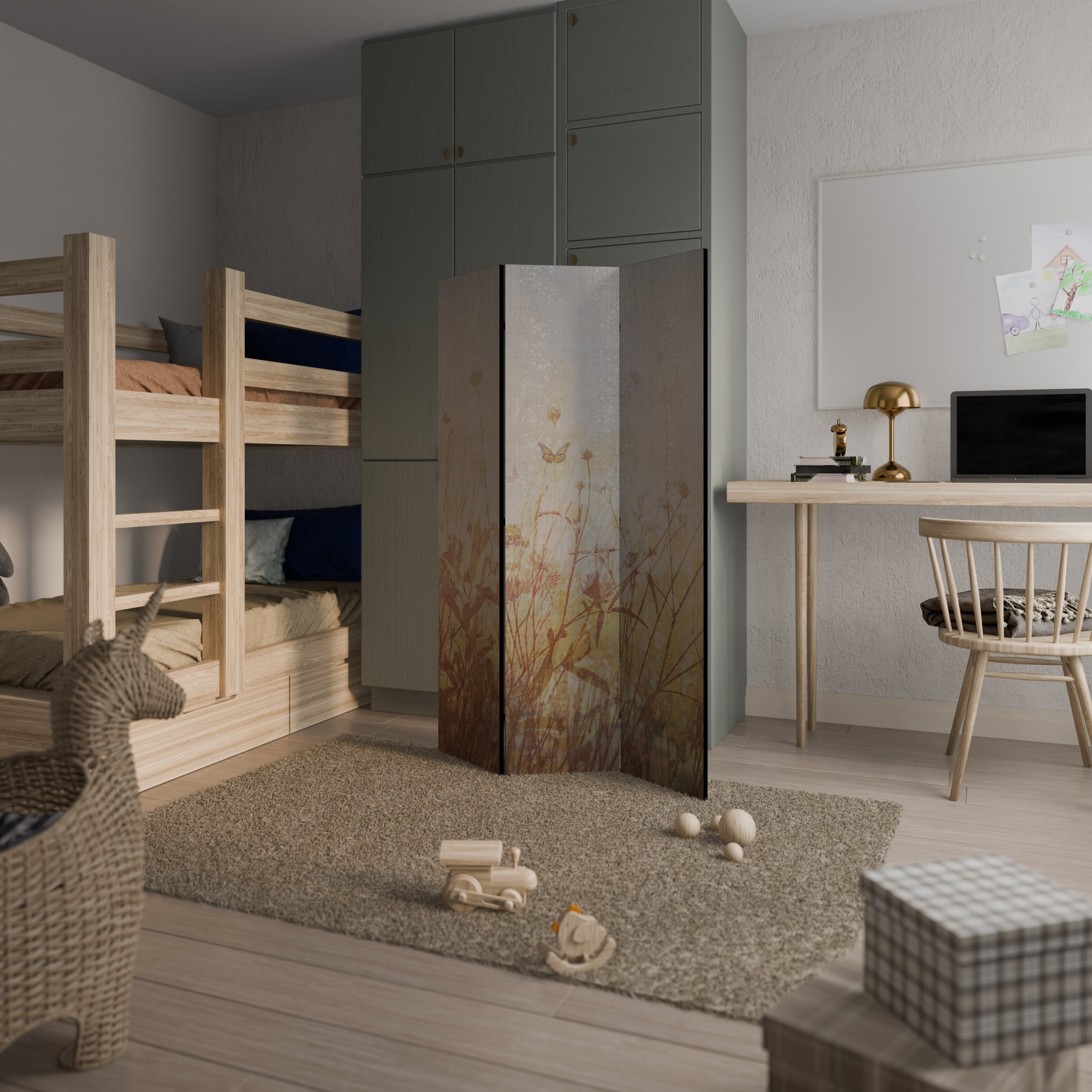 MEADOW BUTTERFLIES Biombo Decorativo de 3 Painéis