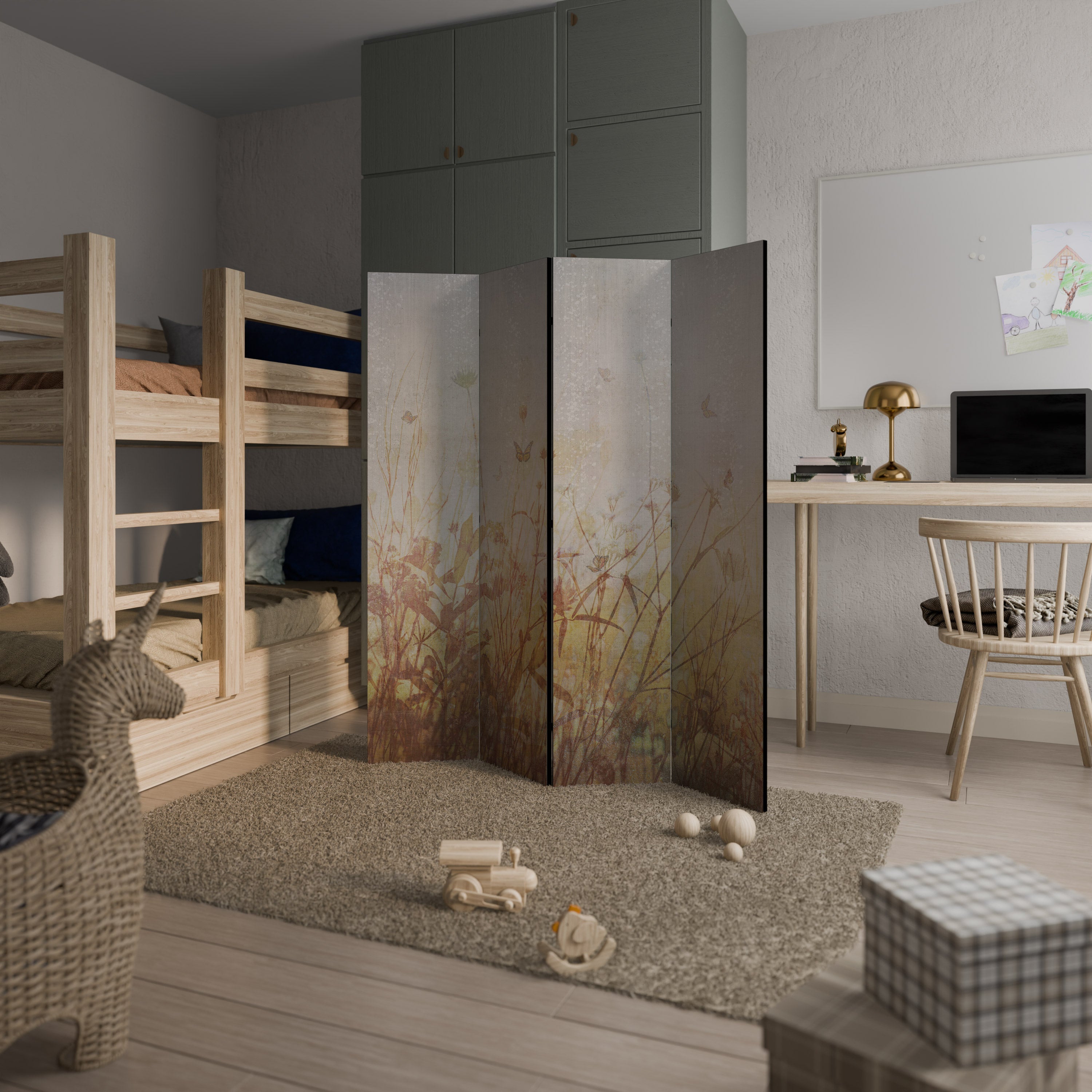 MEADOW BUTTERFLIES Decorative 4-Panel Room Divider