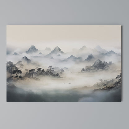 HIDDEN TEMPLE MIST Horizontal Canvas Print