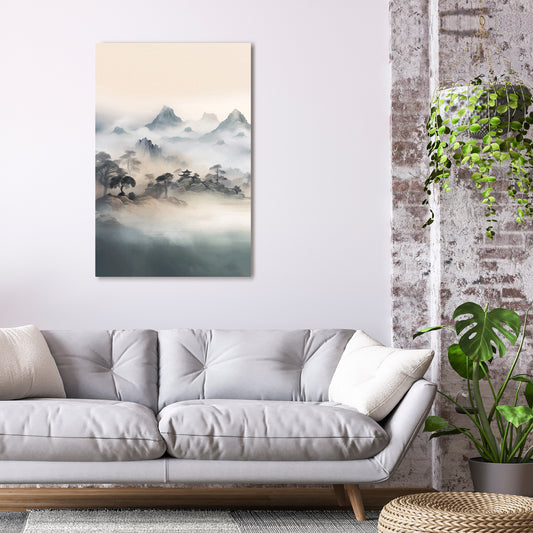HIDDEN TEMPLE MIST Quadro em tela vertical
