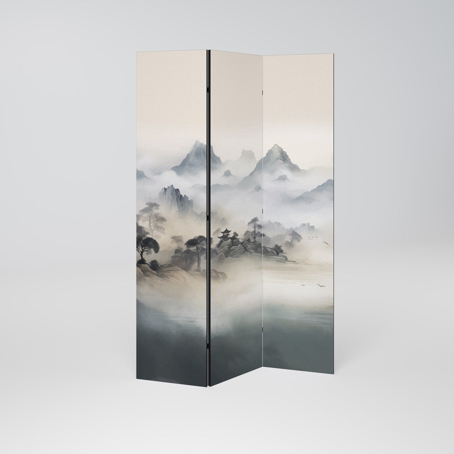 HIDDEN TEMPLE MIST 3-Panel Room Divider