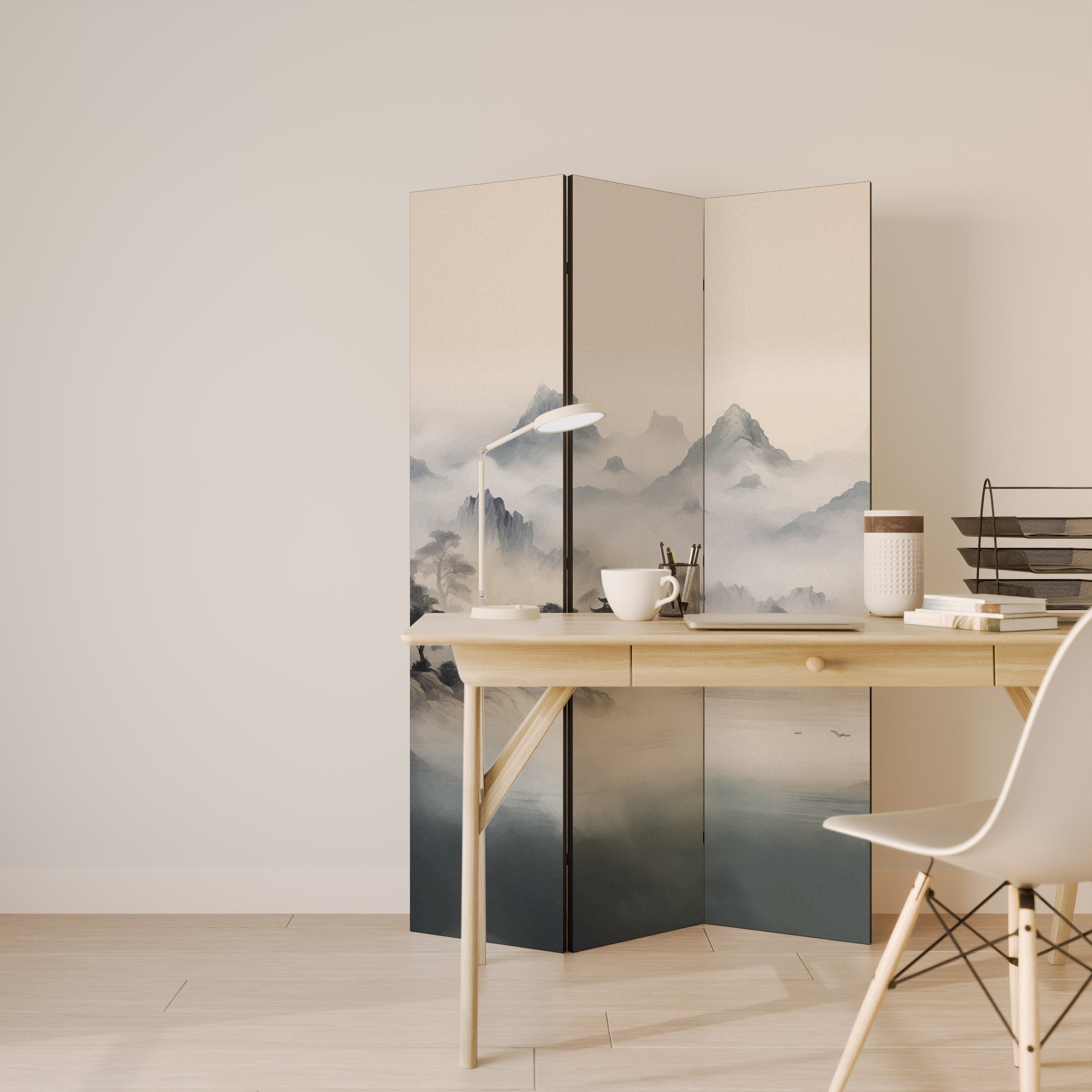 HIDDEN TEMPLE MIST Biombo Decorativo de 3 Painéis