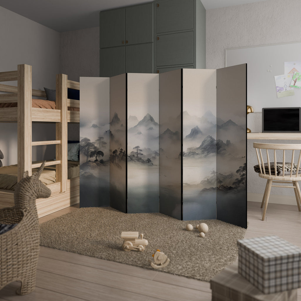 HIDDEN TEMPLE MIST Decorative 6-Panel Room Divider