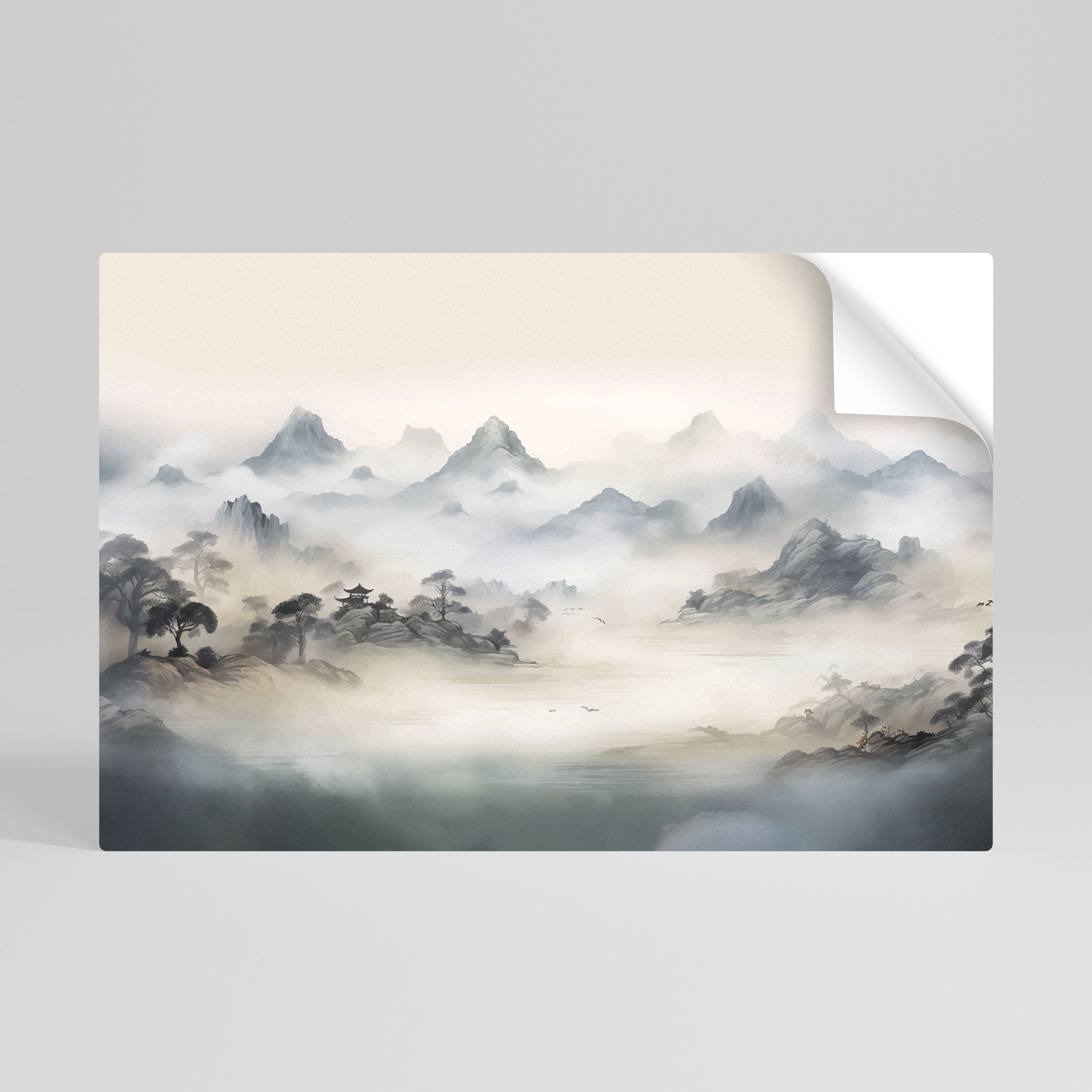 HIDDEN TEMPLE MIST Póster Autocolante Horizontal