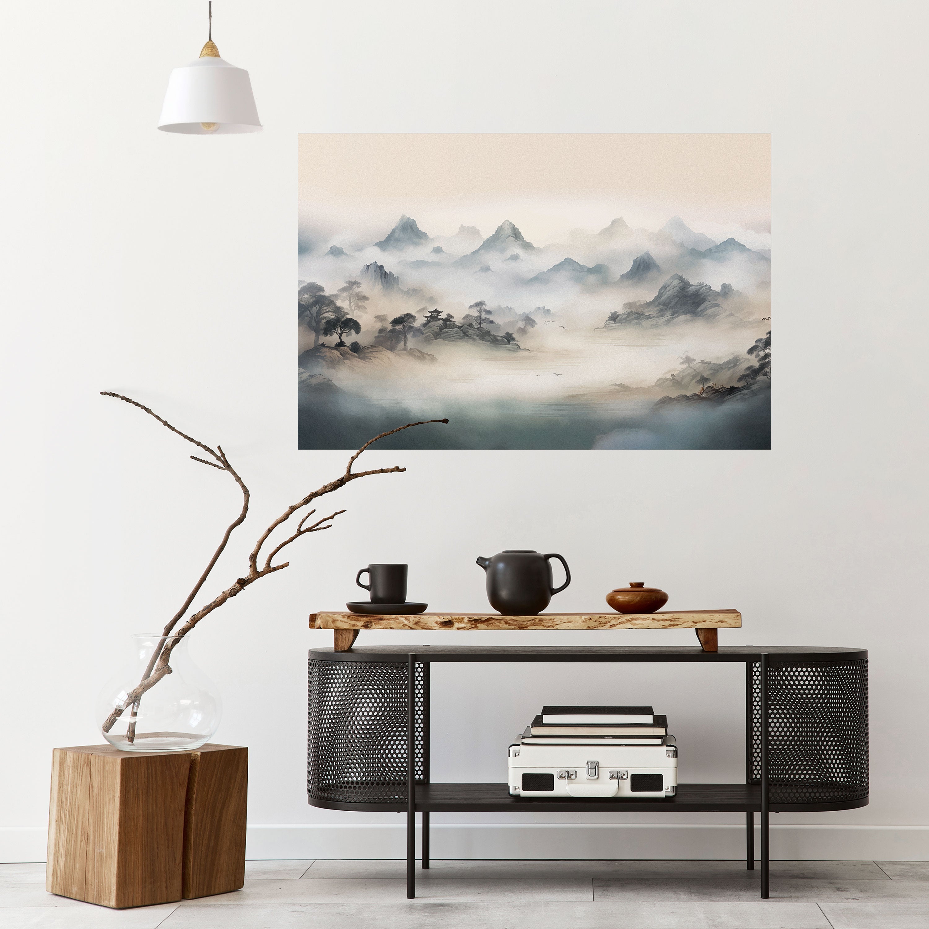 HIDDEN TEMPLE MIST Peel and Stick Horizontal Poster