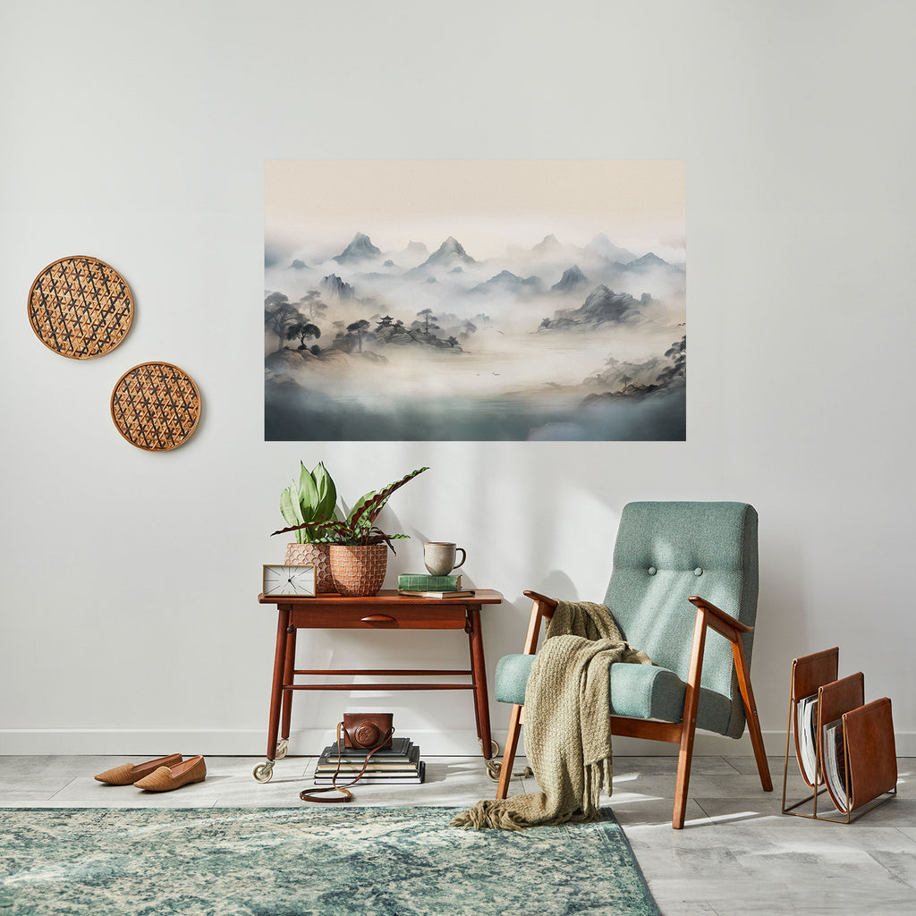 HIDDEN TEMPLE MIST Peel and Stick Horizontal Poster