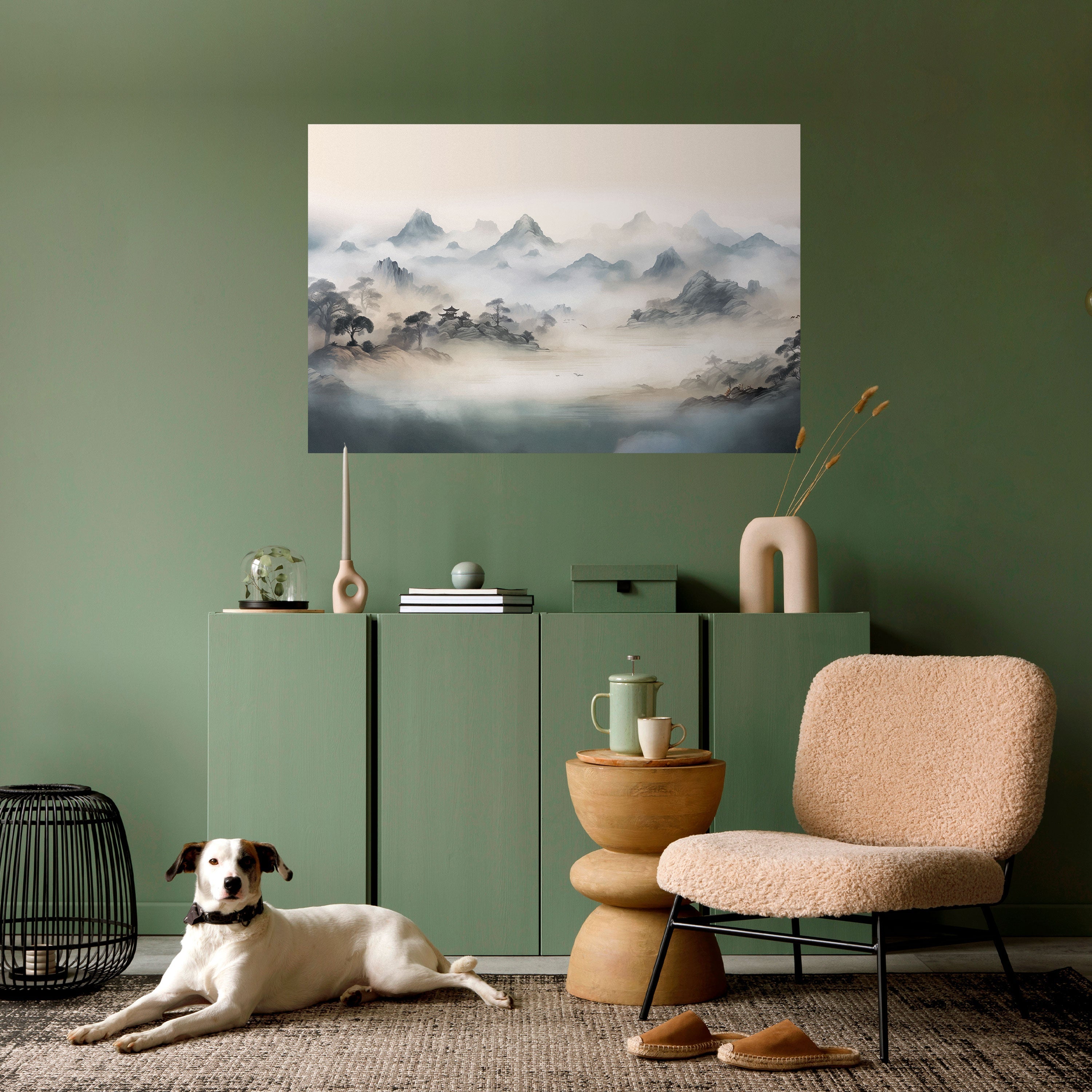 HIDDEN TEMPLE MIST Peel and Stick Horizontal Poster