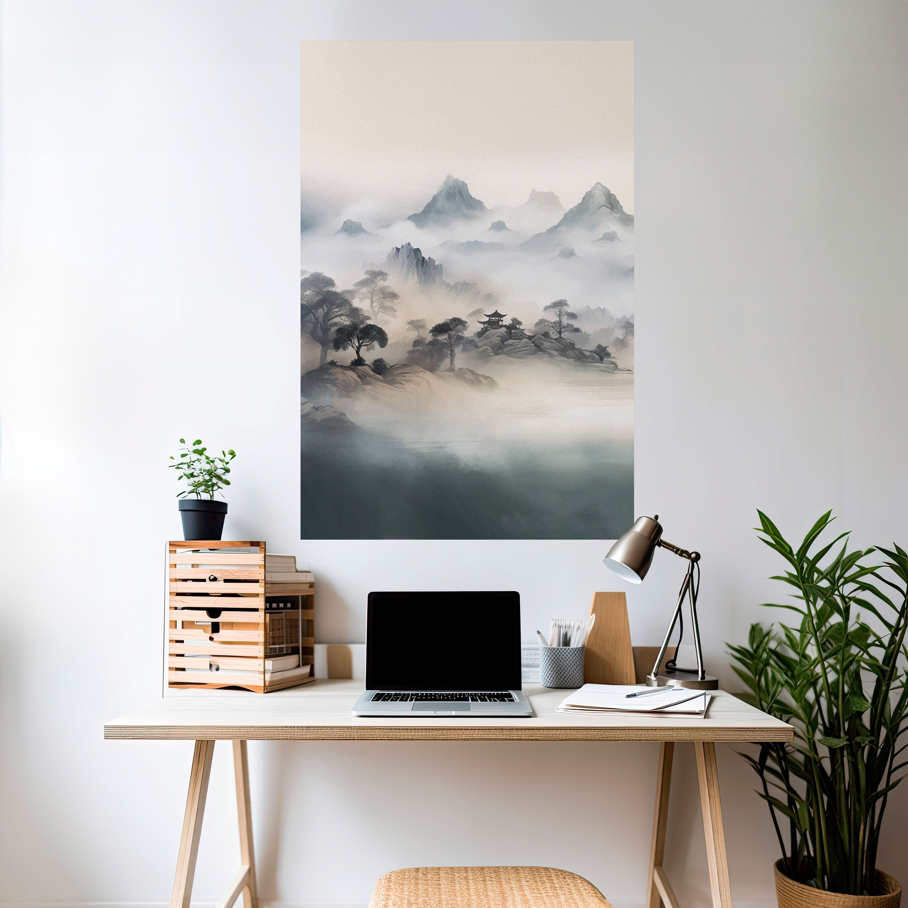 HIDDEN TEMPLE MIST Peel and Stick Vertical Poster