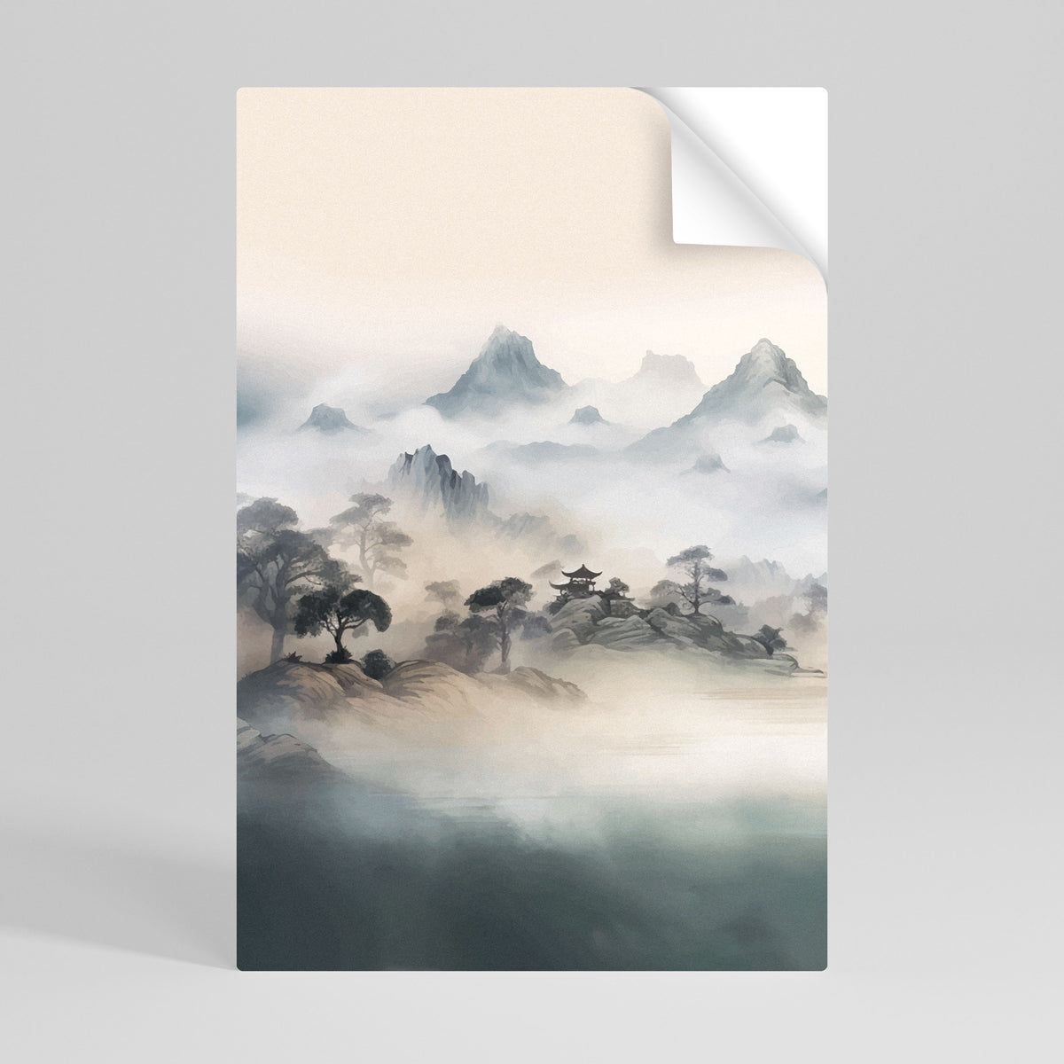 HIDDEN TEMPLE MIST Póster Autocolante Vertical