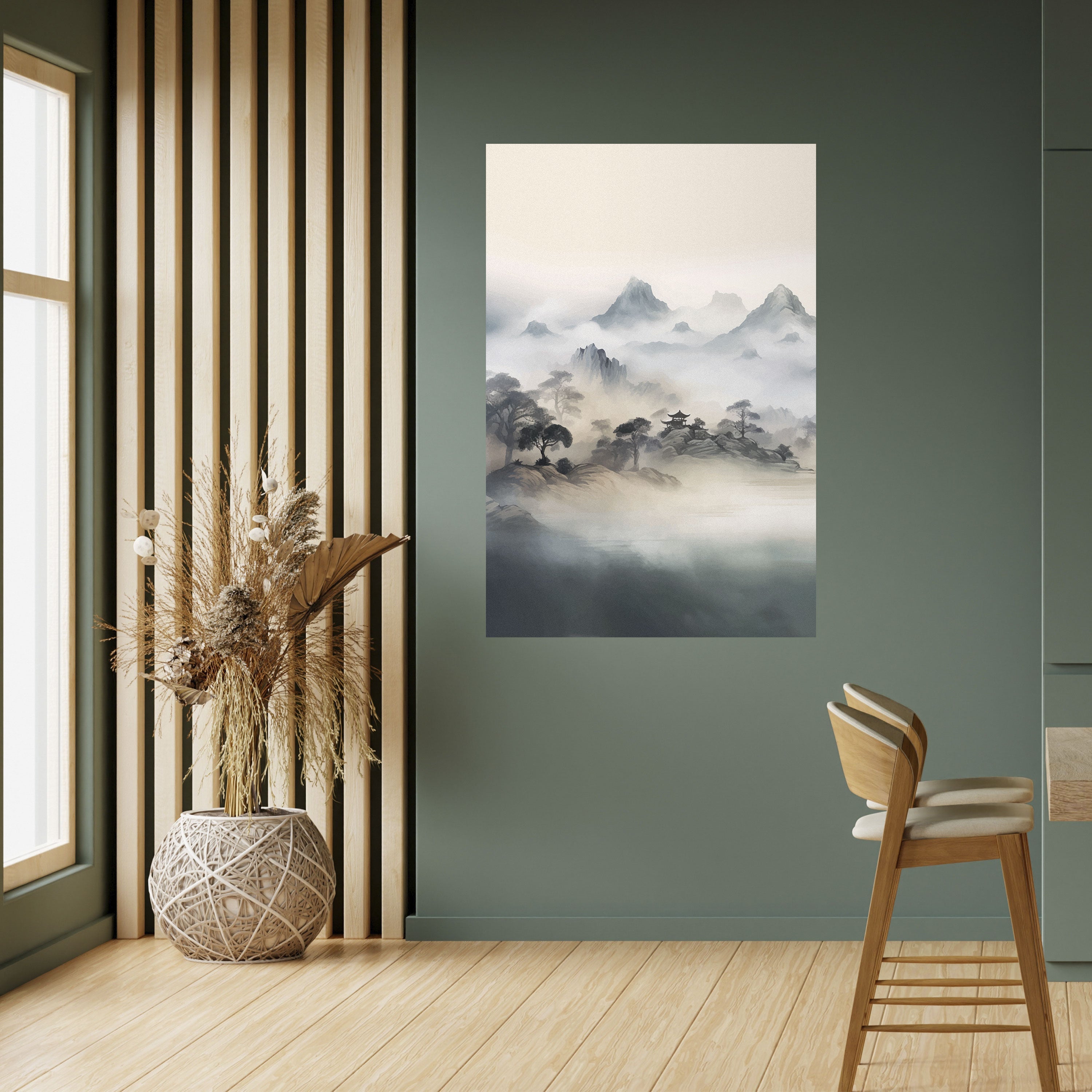 HIDDEN TEMPLE MIST Peel and Stick Vertical Poster