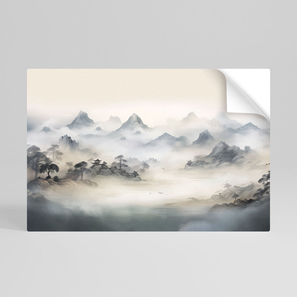 HIDDEN TEMPLE MIST Peel and Stick Horizontal Poster