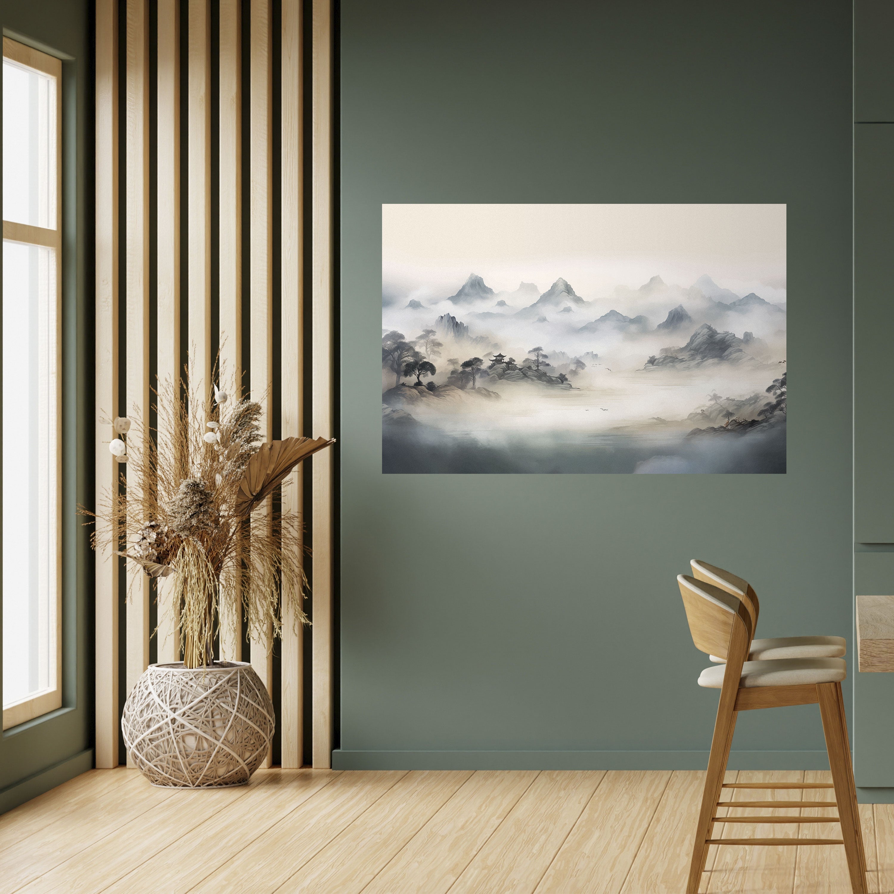 HIDDEN TEMPLE MIST Peel and Stick Horizontal Poster