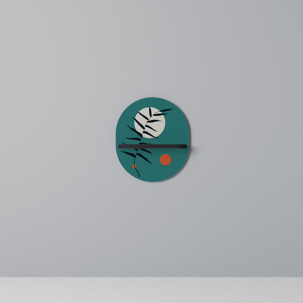 MYSTERIOUS LEAF Prateleira Oval Decorativa em Acabamento Preto