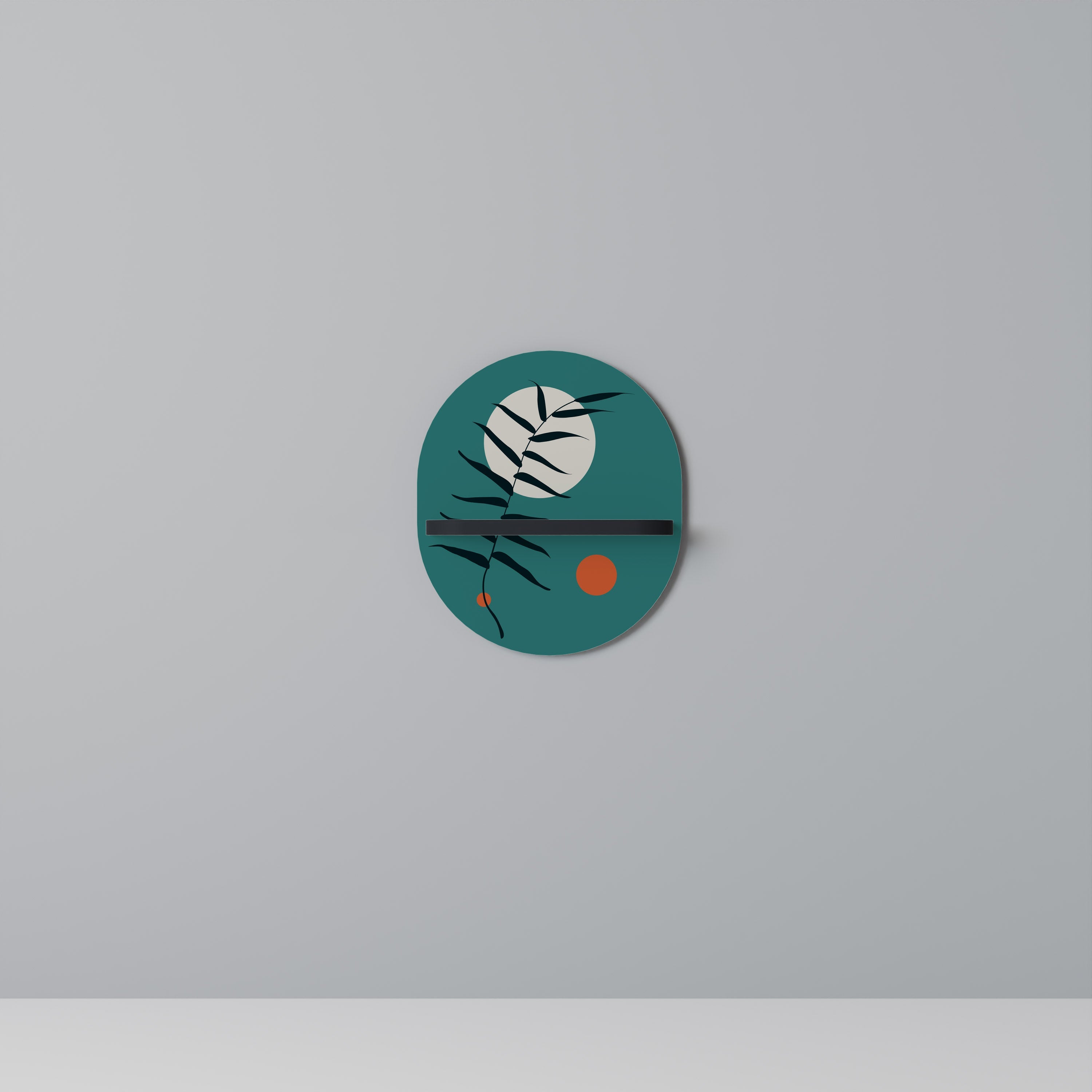 MYSTERIOUS LEAF Prateleira Oval Decorativa em Acabamento Preto