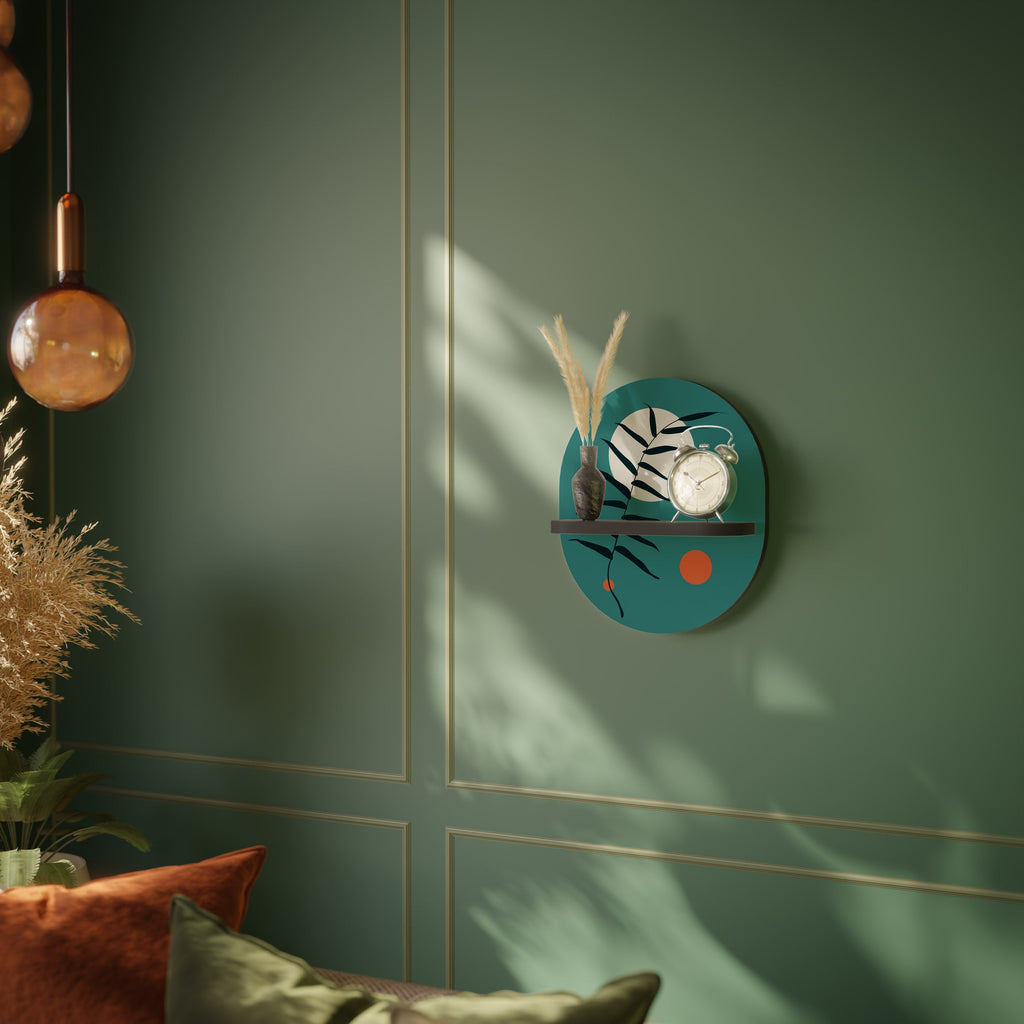 MYSTERIOUS LEAF Prateleira Oval Decorativa em Acabamento Preto