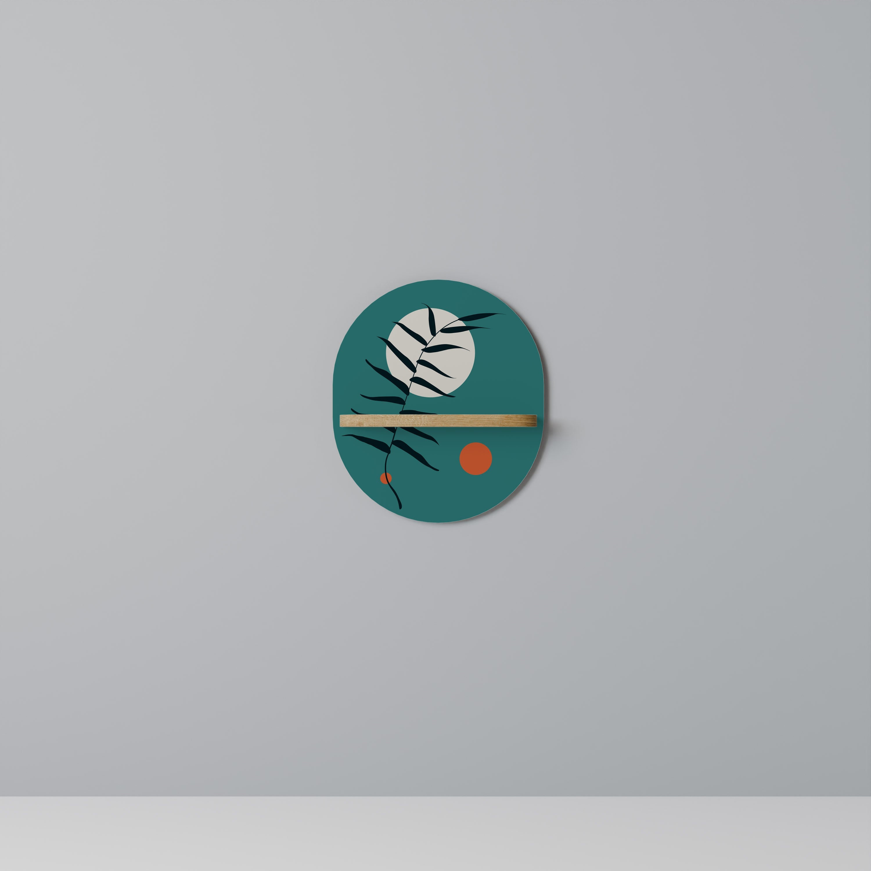 MYSTERIOUS LEAF Prateleira Oval Decorativa em Efeito Carvalho