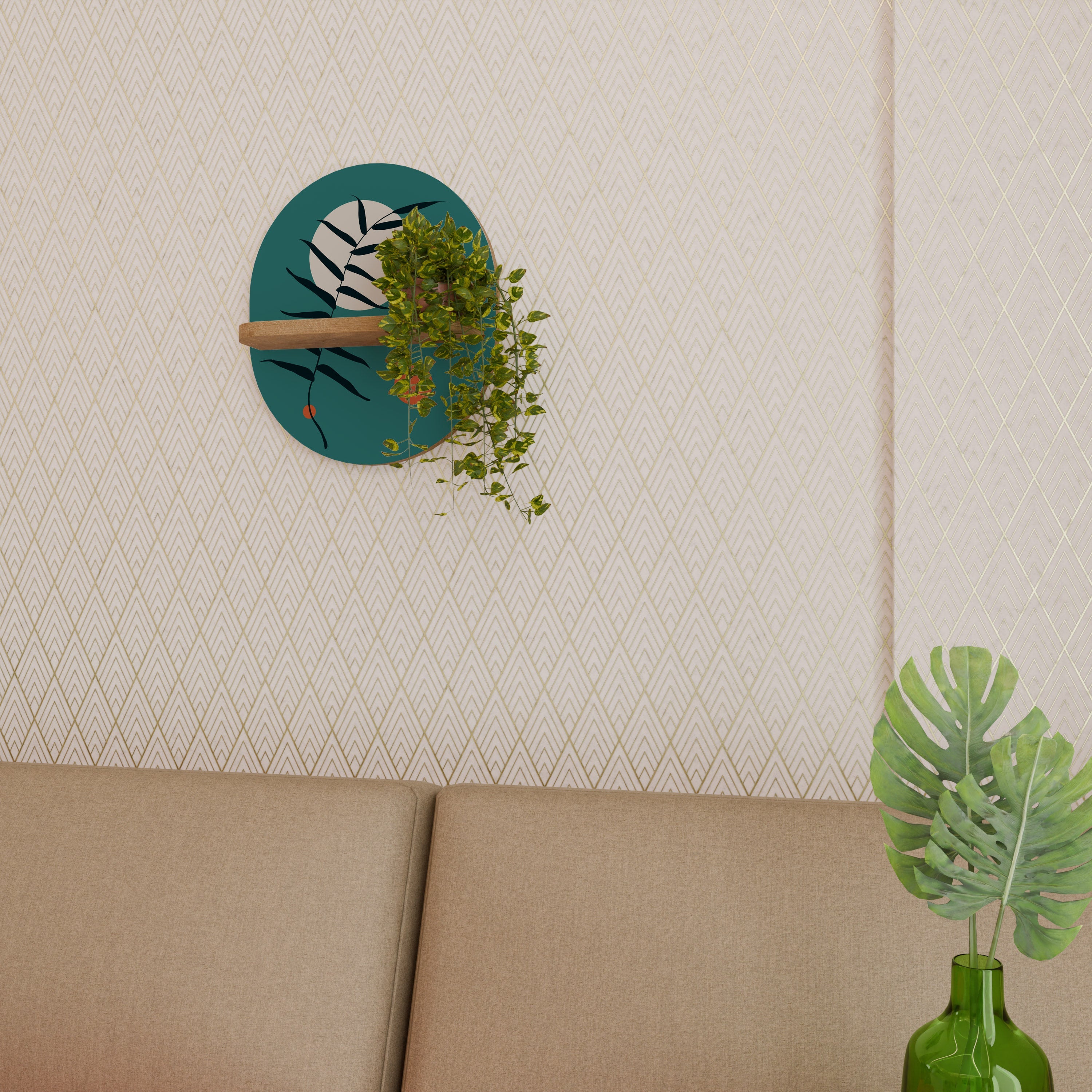 MYSTERIOUS LEAF Prateleira Oval Decorativa em Efeito Carvalho