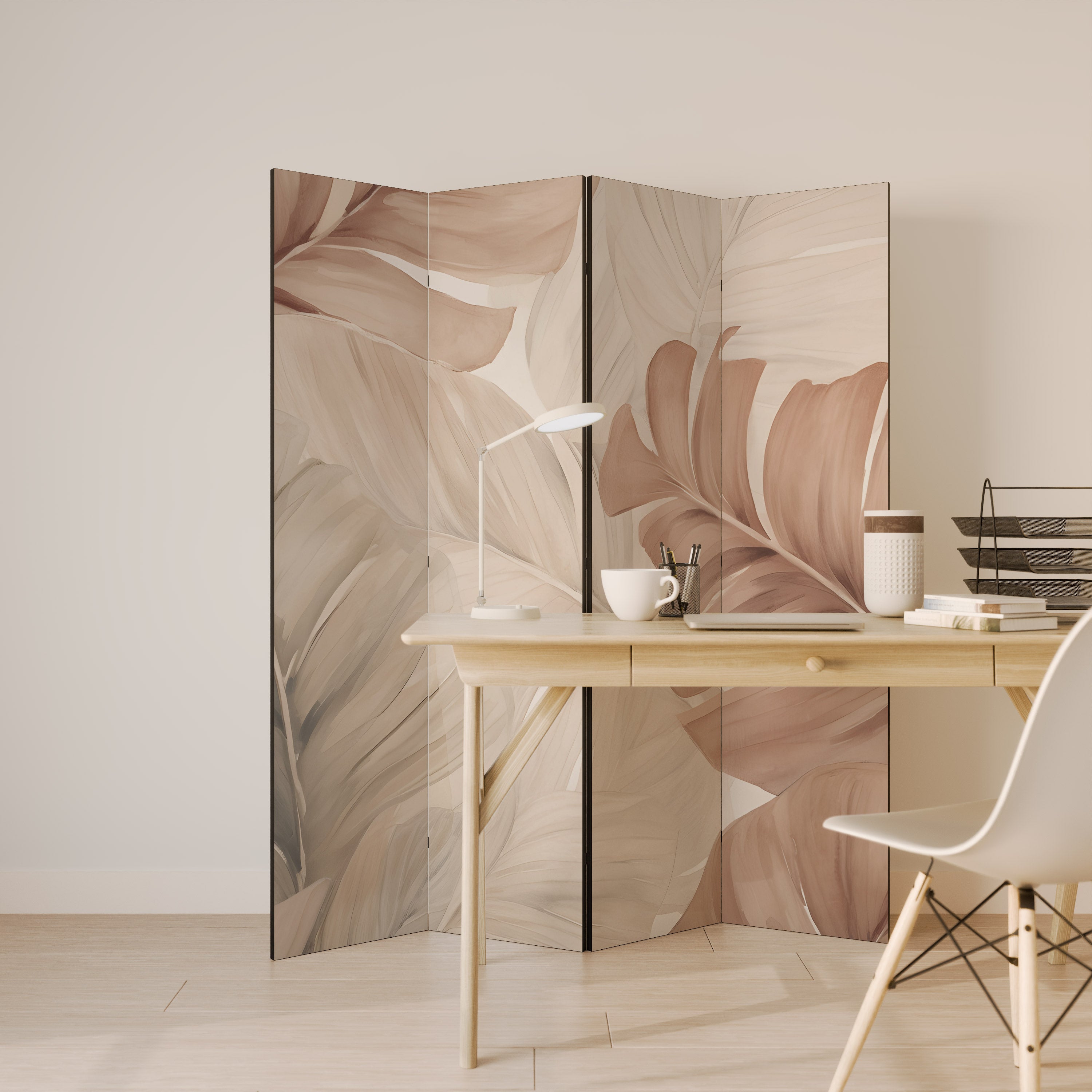 SOFT TONES OF FOLIAGE Decorative 4-Panel Room Divider