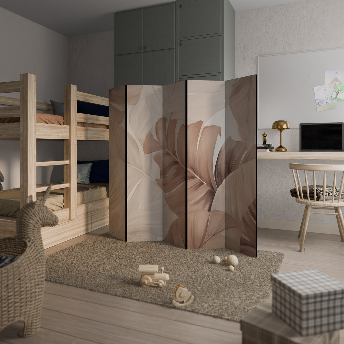 SOFT TONES OF FOLIAGE 5-Panel Room Divider