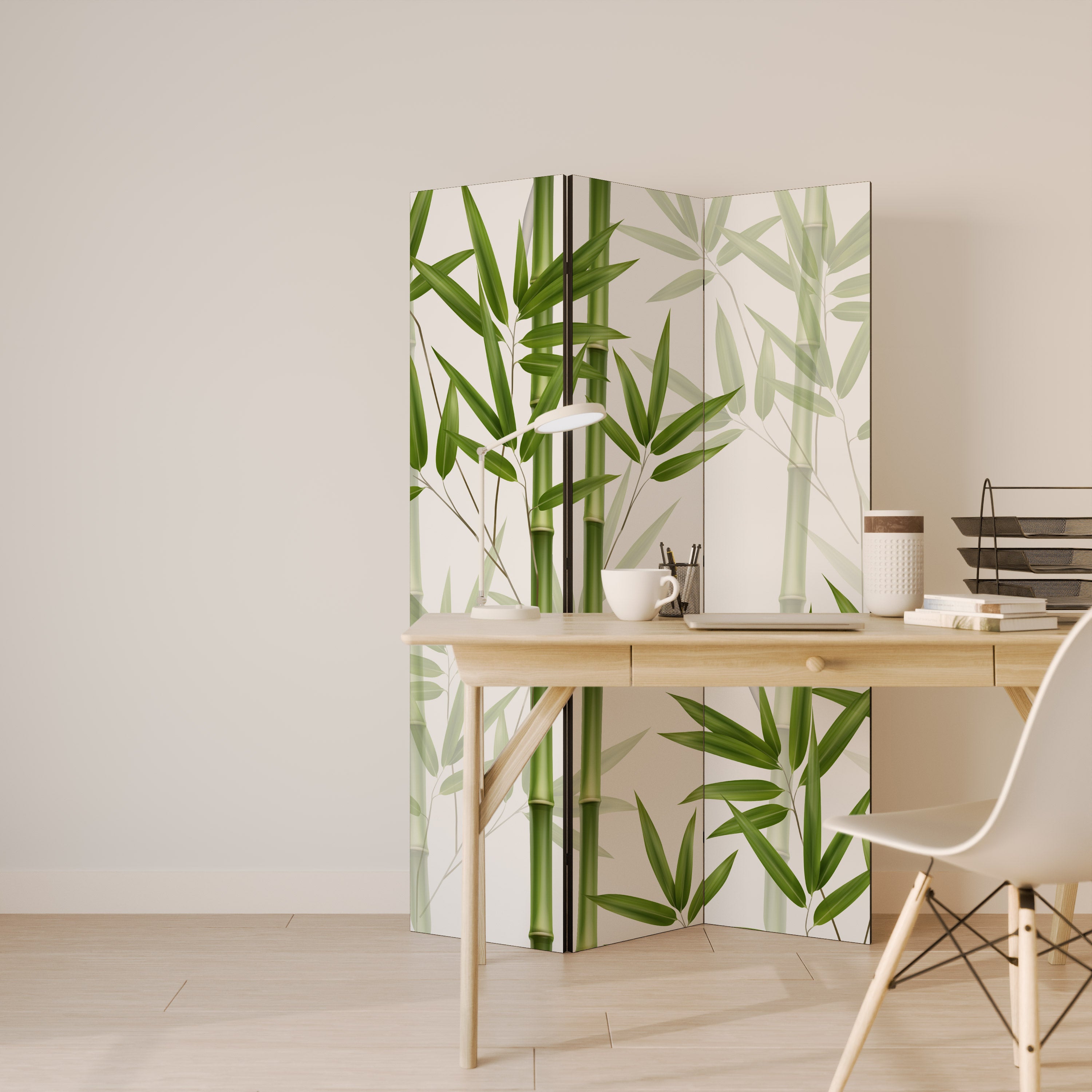 SERENE BAMBOO WHISPERS Biombo de 3 Painéis