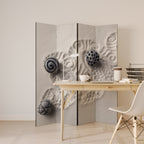 SAND SCULPTED SERENITY Decorative 4-Panel Room Divider