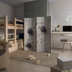 SAND SCULPTED SERENITY Decorative 4-Panel Room Divider