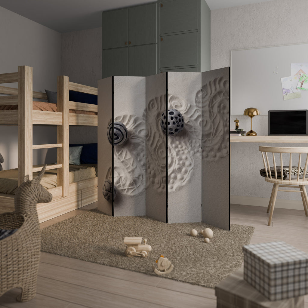 SAND SCULPTED SERENITY Biombo Decorativo de 5 Painéis