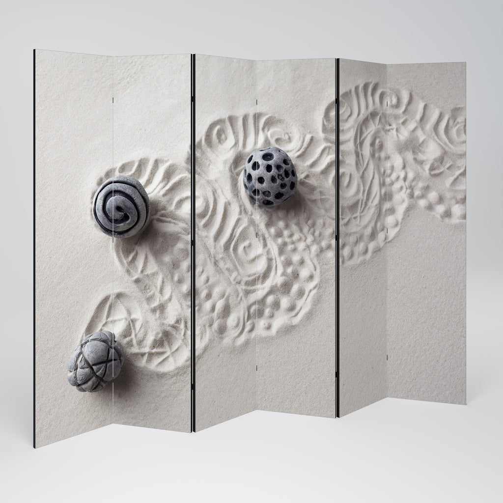 SAND SCULPTED SERENITY Decorative 6-Panel Room Divider