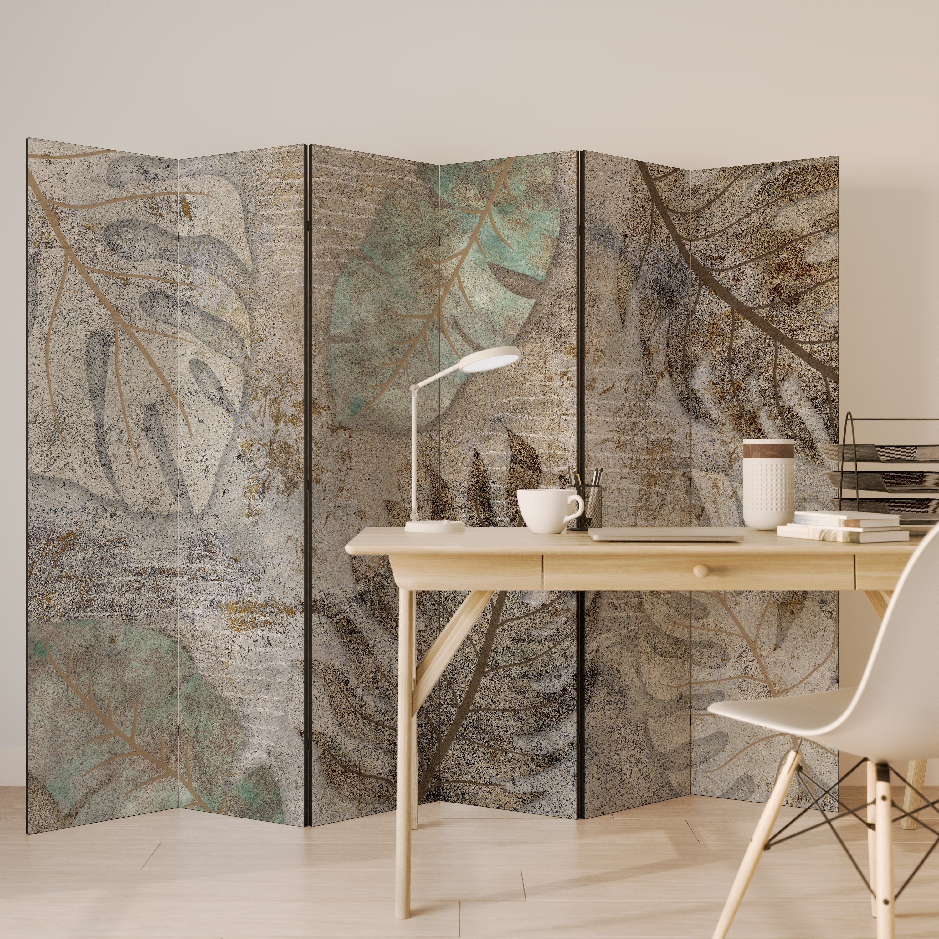 TEXTURED TRANQUILITY Decorative 6-Panel Room Divider