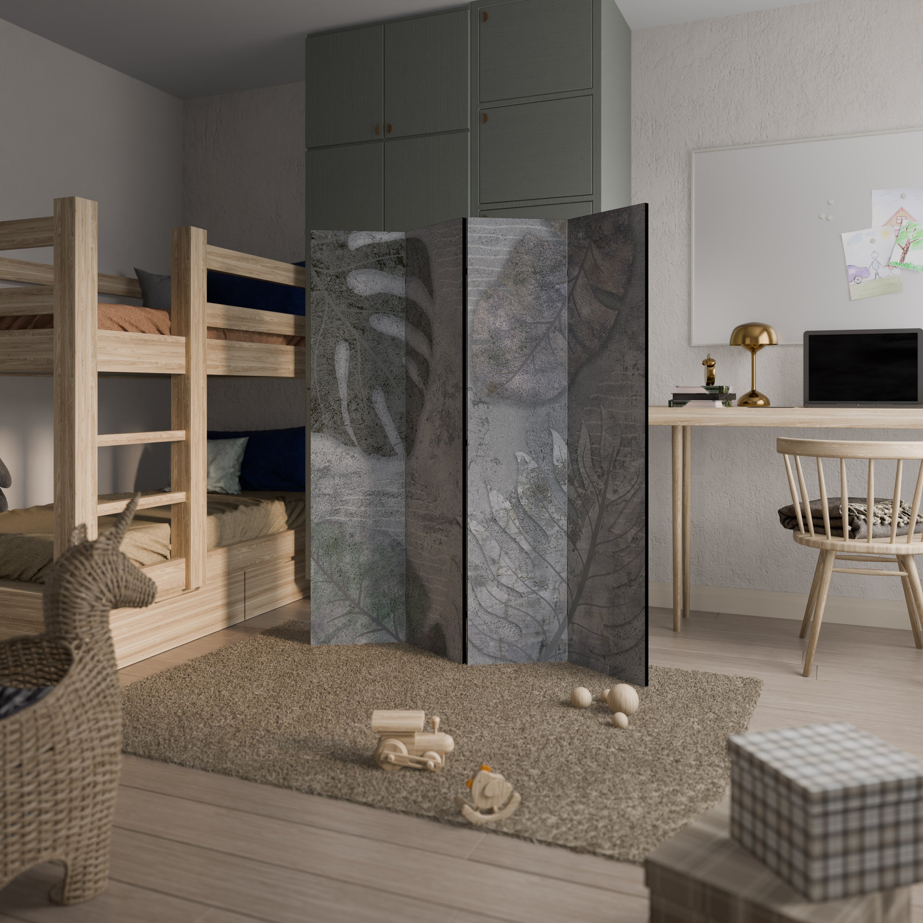 VINTAGE GREENERY Decorative 4-Panel Room Divider