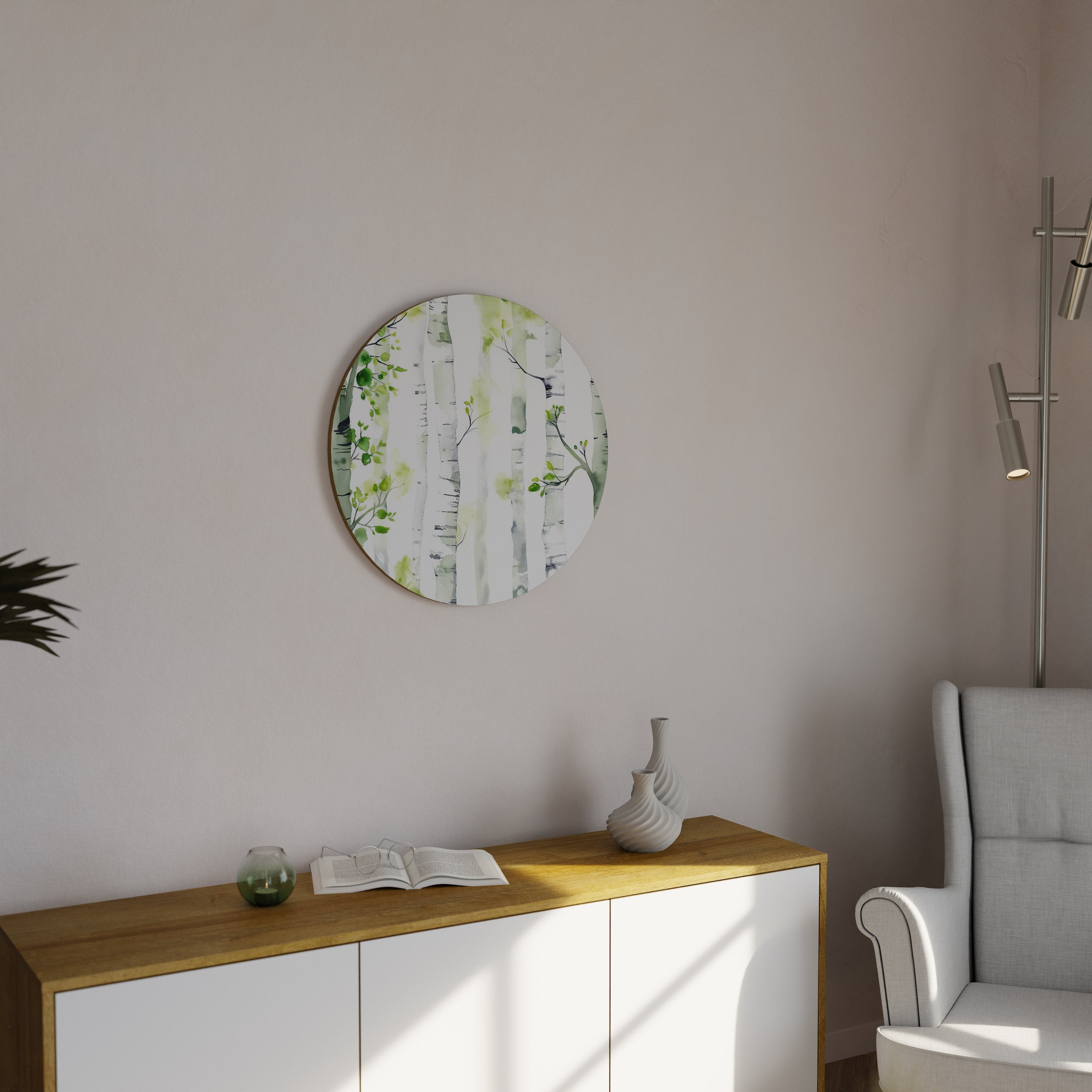 BIRCHY SOLACE Round Wall Art
