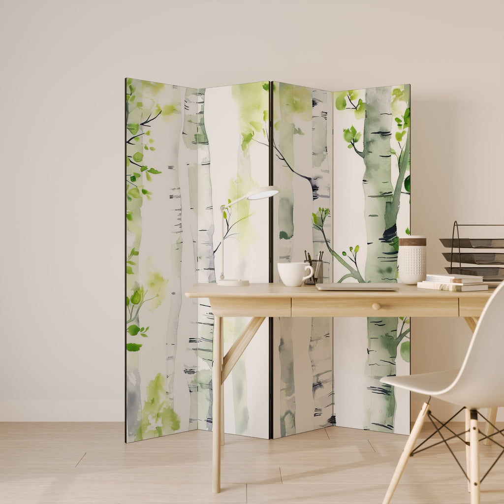 BIRCHY SOLACE Decorative 4-Panel Room Divider